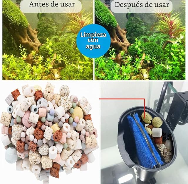 Foto 4 de 6 de Bessy shop Filtro de Acuario,Material Filtrante de Acuario 10 en 1,Anillos de Cerámica,Filtro…