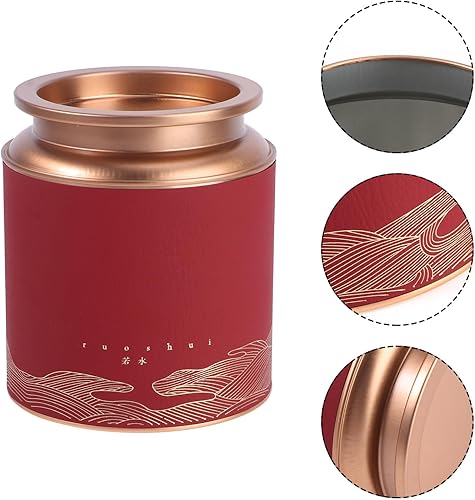 Miniatura 6 de LIFKOME Recipiente de té de hojalata herméticamente sellado, tarro de almacenamiento de té redondo, recipiente de té suelto, lata de almacenamiento