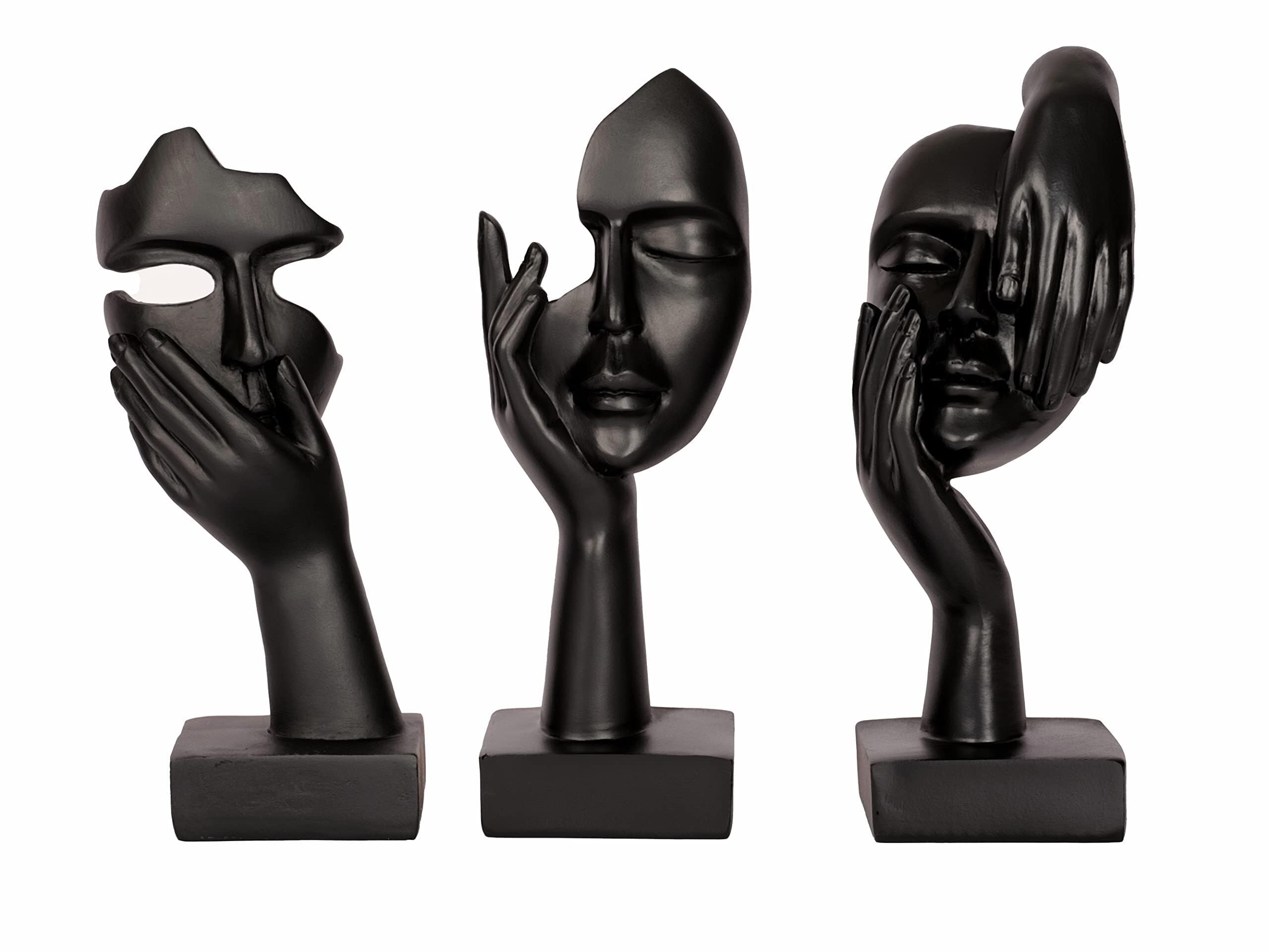 JJJing5 Decor 3Piece Thinker Statue Home Decor Abstract Sculpture Figurines for Living Room Nightstand Accessories(Black)