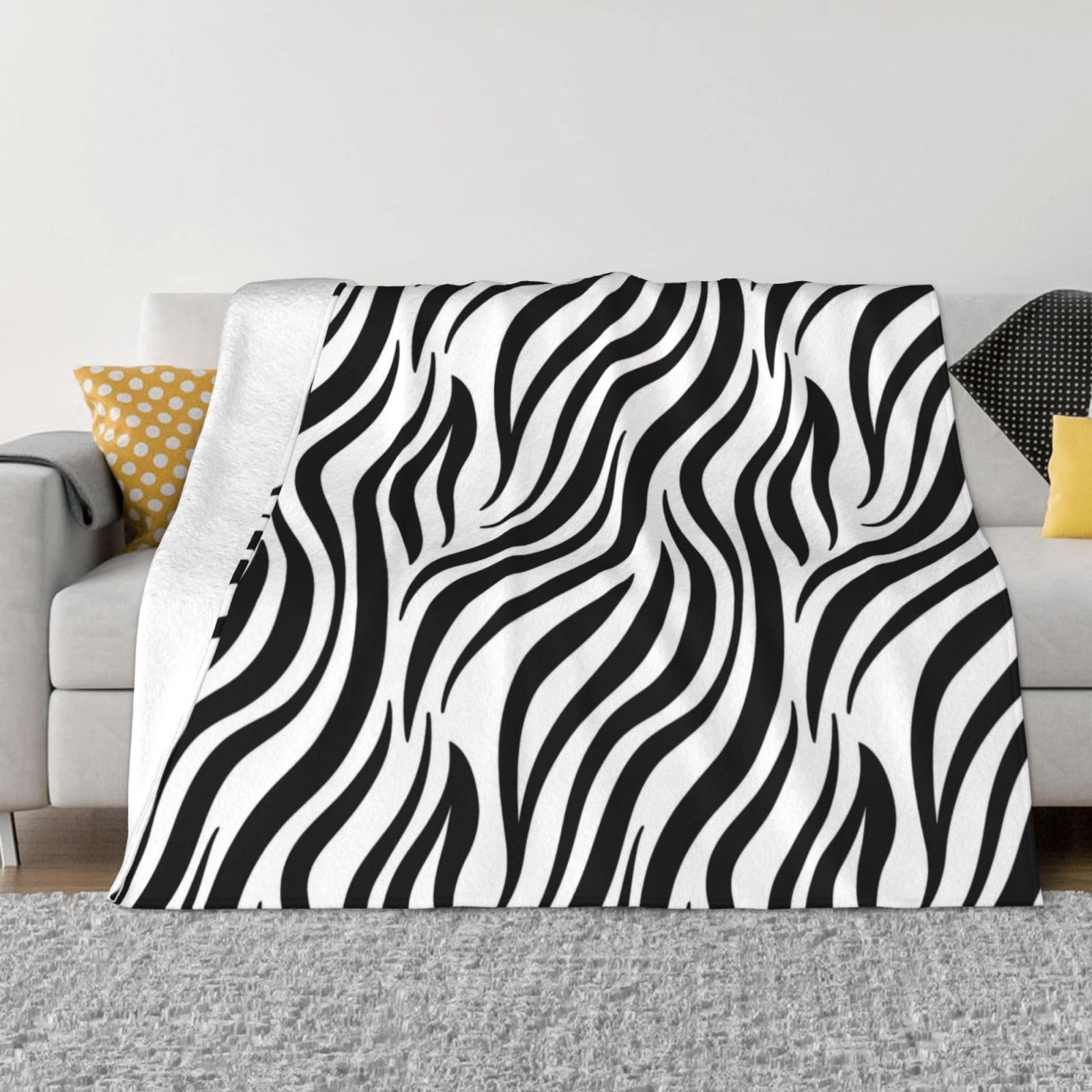 Couverture flanelle zèbre ultra douce jeté de lit haut de gamme