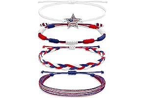 Adjustable Red White And Blue Woven Bracelet