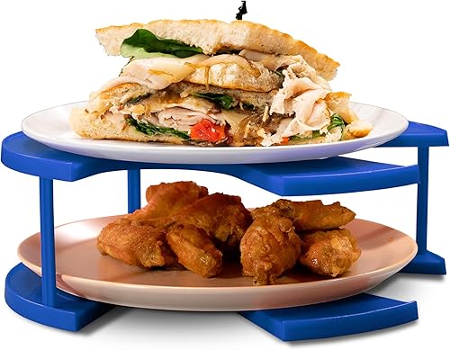 DoubleWave Mini apilador de platos de microondas de 2 niveles para microondas pequeños, sin BPA, apilador de platos fríos para microondas y