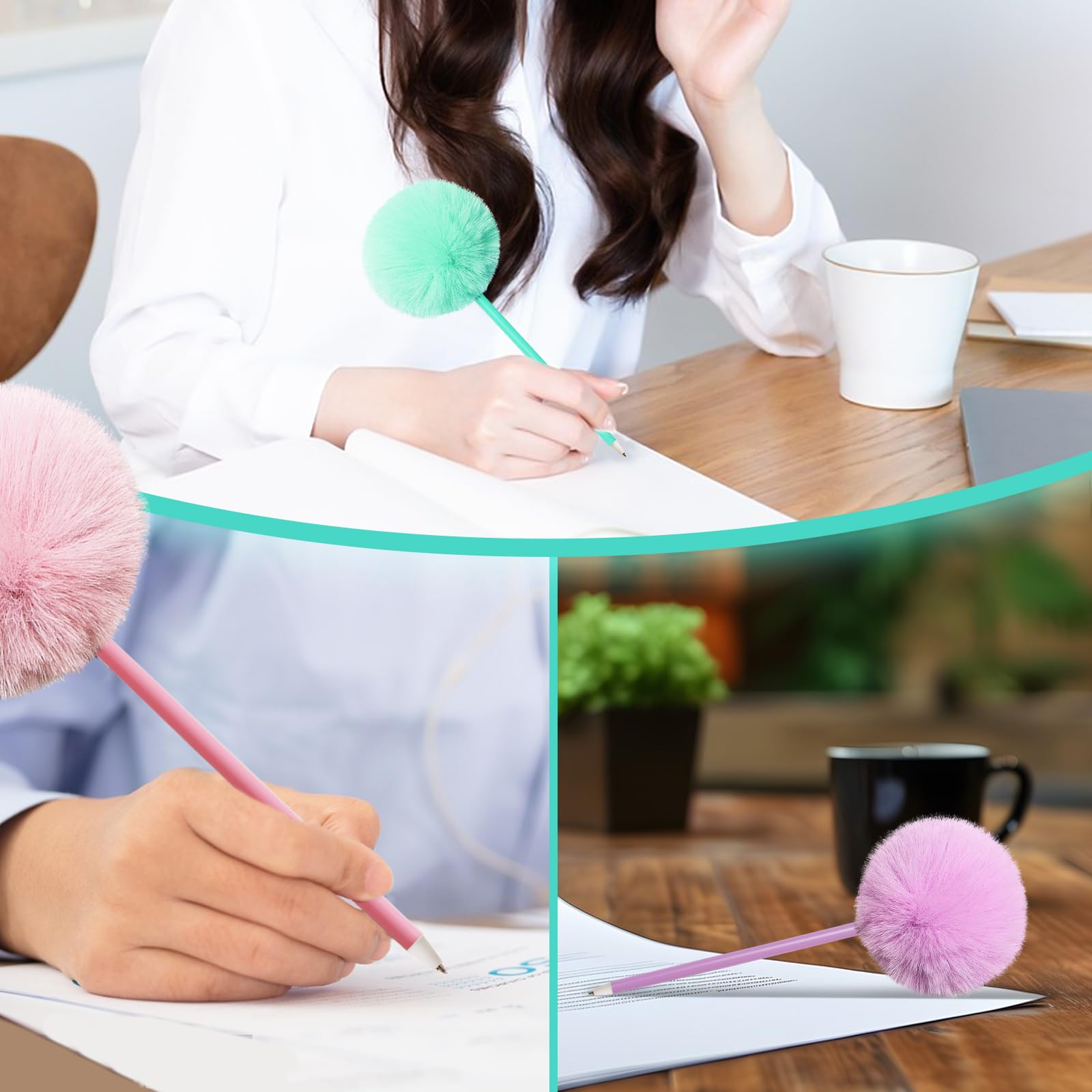 Lot de 12 stylos à bille colorés et duveteux pour filles - Fournitures de fête - Stylo cadeau mignon et fournitures de bureau