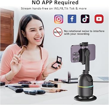 Gimbal Automatic Monitoring Device - Gimbal Camera with Rgb Light, 360 Degree Automatic Face Tracking, Long Charging Life, Remote Selfie Shooting, Phone Stabilizer and Gimbal for Selfie Shooting