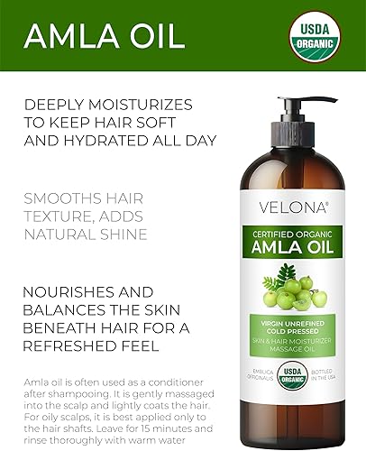 Miniatura 2 de velona Aceite de Amla orgánico certificado por USDA - 16 onzas  Aceite portador 100% puro y natural  Virgen extra, sin refinar, prensado en frío