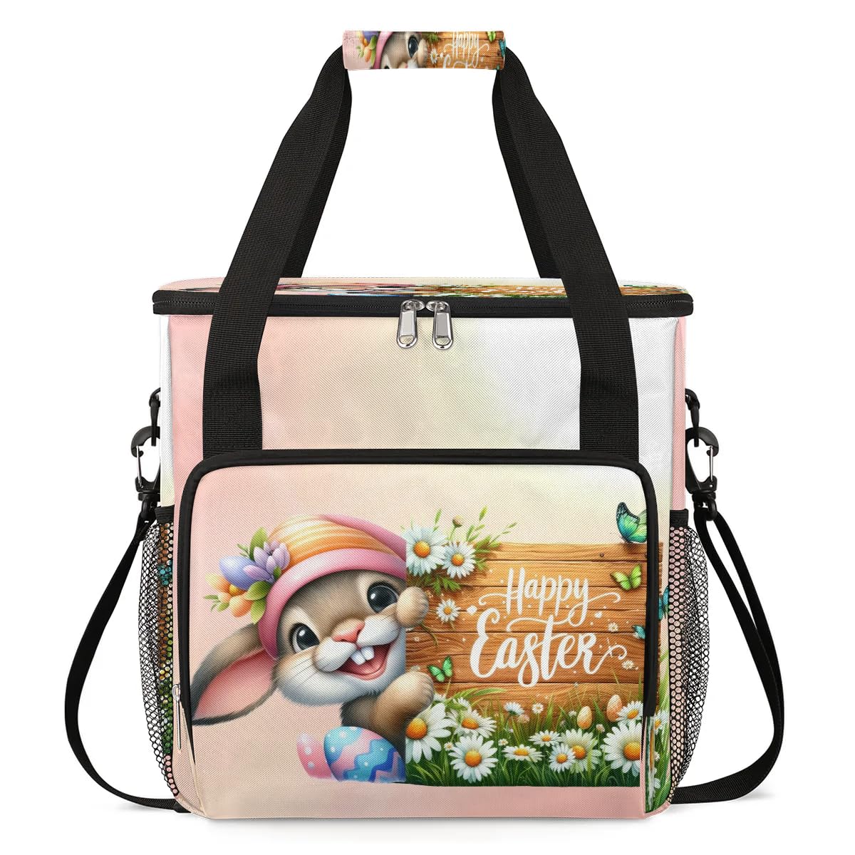 Coffee Maker Carring Bag Easter Rabbit Holiday Travel Carrying Storage Tote Bag Compatible with Keurig K-Mini or K-Mini Plus Portable Single Serve Coffee Brewer Case with Pockets for K-cup Pods