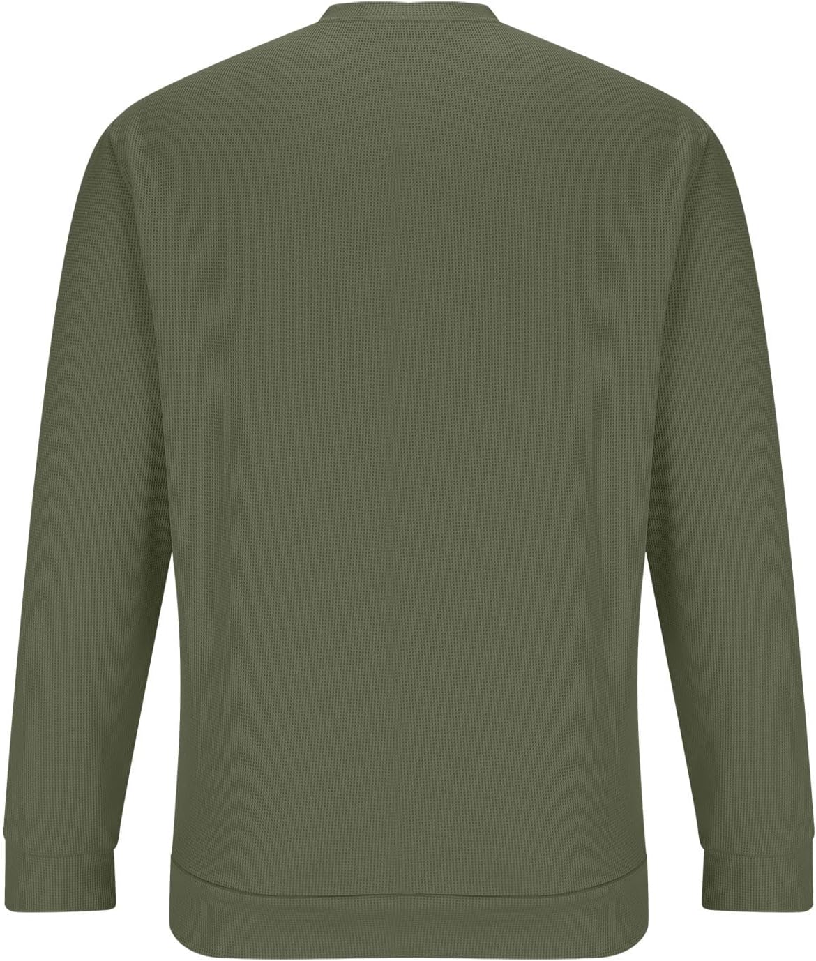 Men's Knit Solid Shirts Button Up Crew Neck Long Sleeve Loose Fit | Casual Waffle Tee Tops Color Classic T-Shirt Top