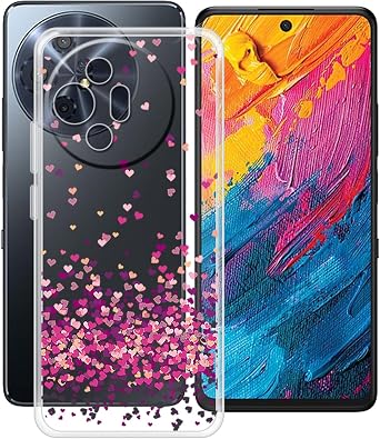 Phone Case for TCL 60 XE NxtPaper 5G 6.78", Clear TPU Soft Silicone Cover [Ultra-Thin X Anti Yellow] Shockproof Anti-Drop Protective Shell Cover for TCL 60 XE NxtPaper 5G - Red Heart
