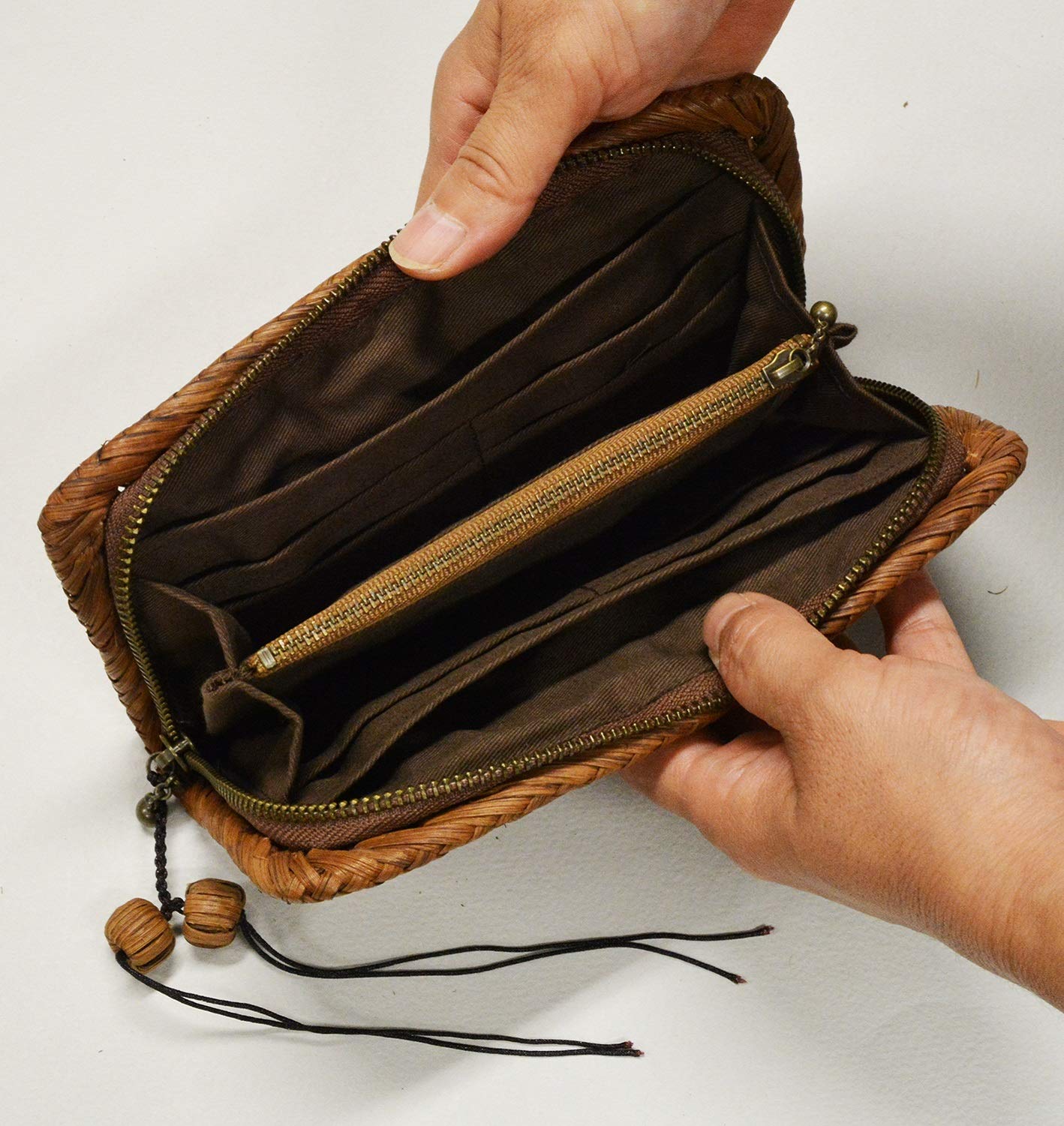 山葡萄　三つ折り財布 楽天市場】純国産 山葡萄蔓細工 山葡萄の財布 太乱れ編み三つ