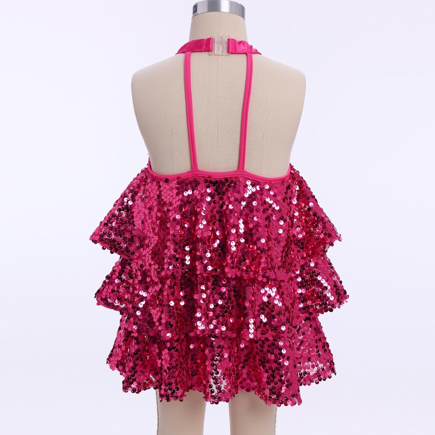 AFAVOM Girls Sequin Dance Outfit Sparkly Latin Hip Hop Jazz Dance Outfit Halter Mesh Ruffle Dress Top and Shorts Dancewear