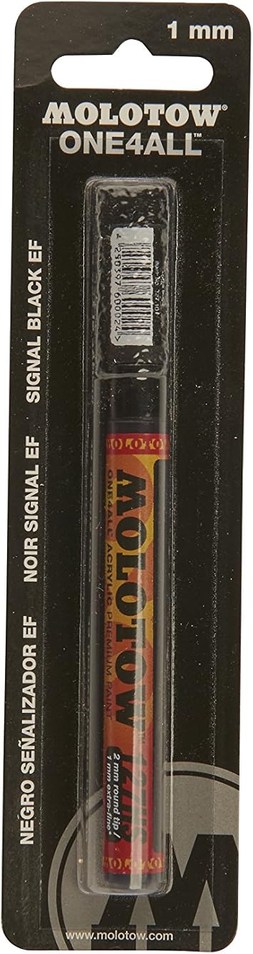 Molotow ONE4ALL Acrylic Paint Marker, 1mm Extra Fine, Signal Black, Blister Carded, 1 Each 127.101BC