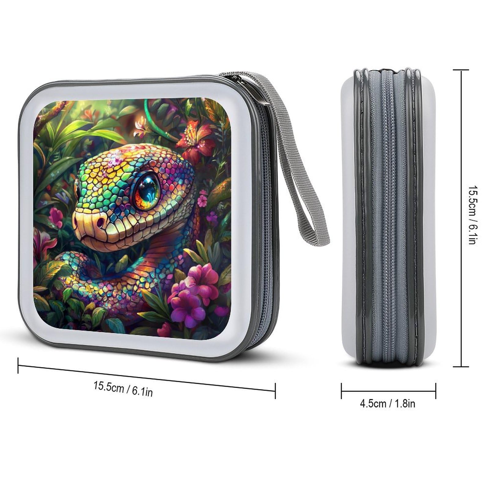 Colorful Flower Snake CD Case Plastic DVD Case Holder Wallet Disc Storage Organizer for Car Travel