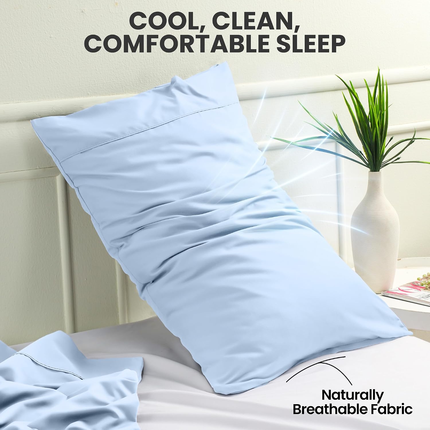 Utopia Bedding Pillow Cases Standard Size 2-Pack – Soft Brushed Microfiber – Envelope Closure – Perfect for Hospitals, Hotels, Guest Rooms – Oeko-TEX Certified, 20x26 Inches (Ice Blue) thumbnail