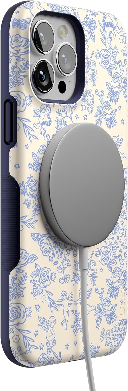 Casely iPhone 13 Pro Max Case | Cupid's Canvas | Periwinkle Floral | Bold Protective Design | Compatible with MagSafe
