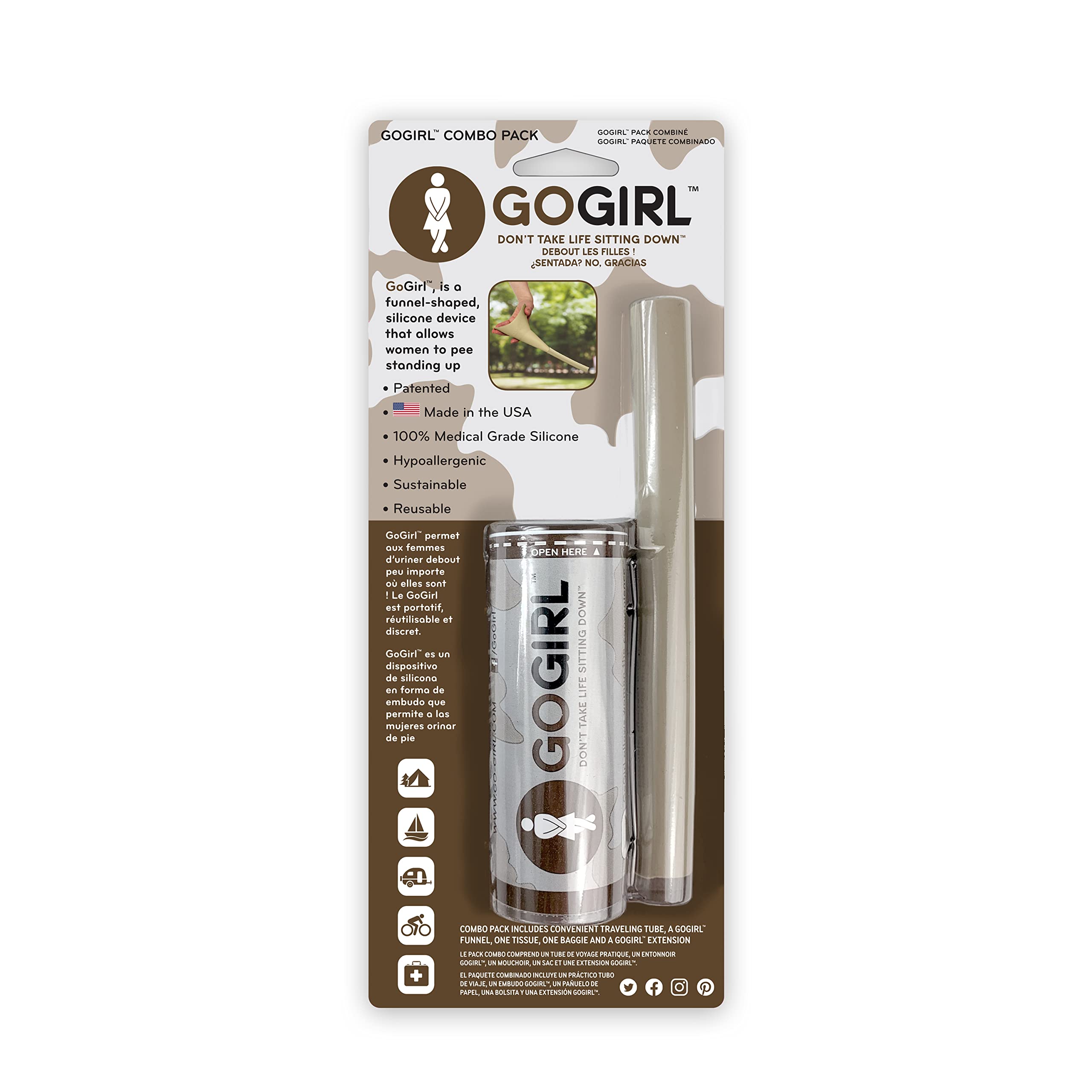 GoGirlCombo Pack (Khaki) #1 FUD Made in The USA. GoGirl + Extension