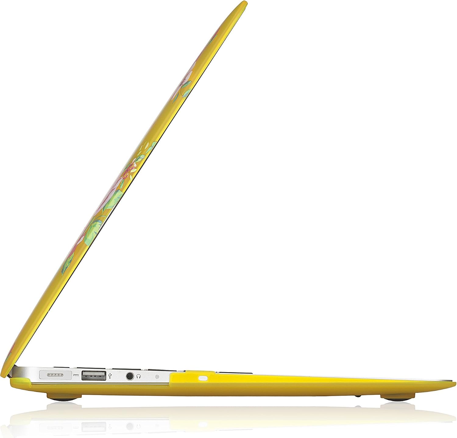 Kuzy MacBook Air 13 inch Case A1466 A1369 Soft Touch Cover for Older Version 2017, 2016, 2015 Hard Shell - Vintage Flower Yellow