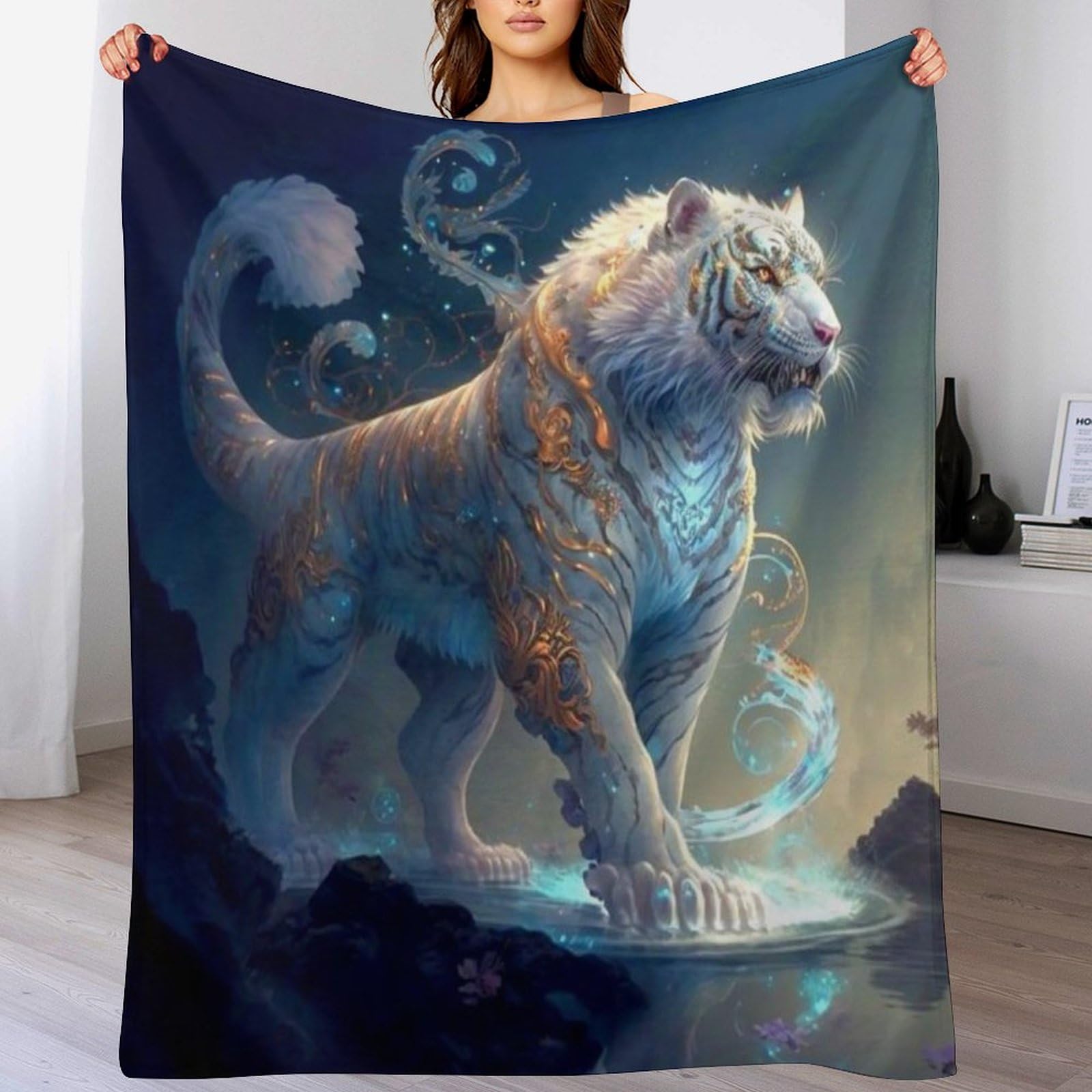 Couverture polaire tigre plaid de lit chaud jeté de canapé