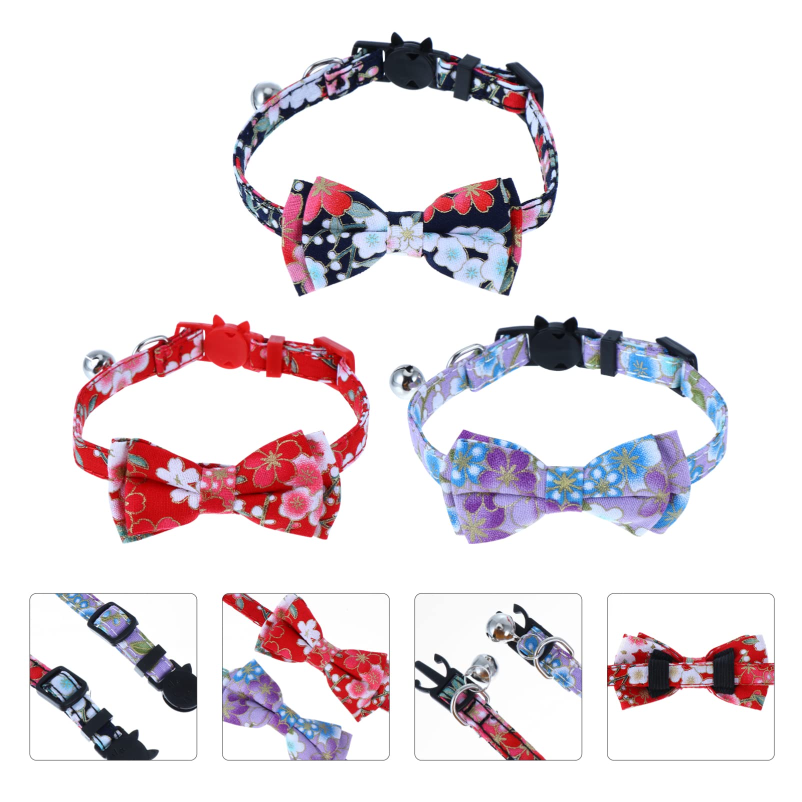 POPETPOP 9pezzi Collare Per Gatti Regolabile Con Campanellino e Fiocco Da Vivaci Accessori Per Cani e Gatti Adatti Feste e Occasioni Speciali