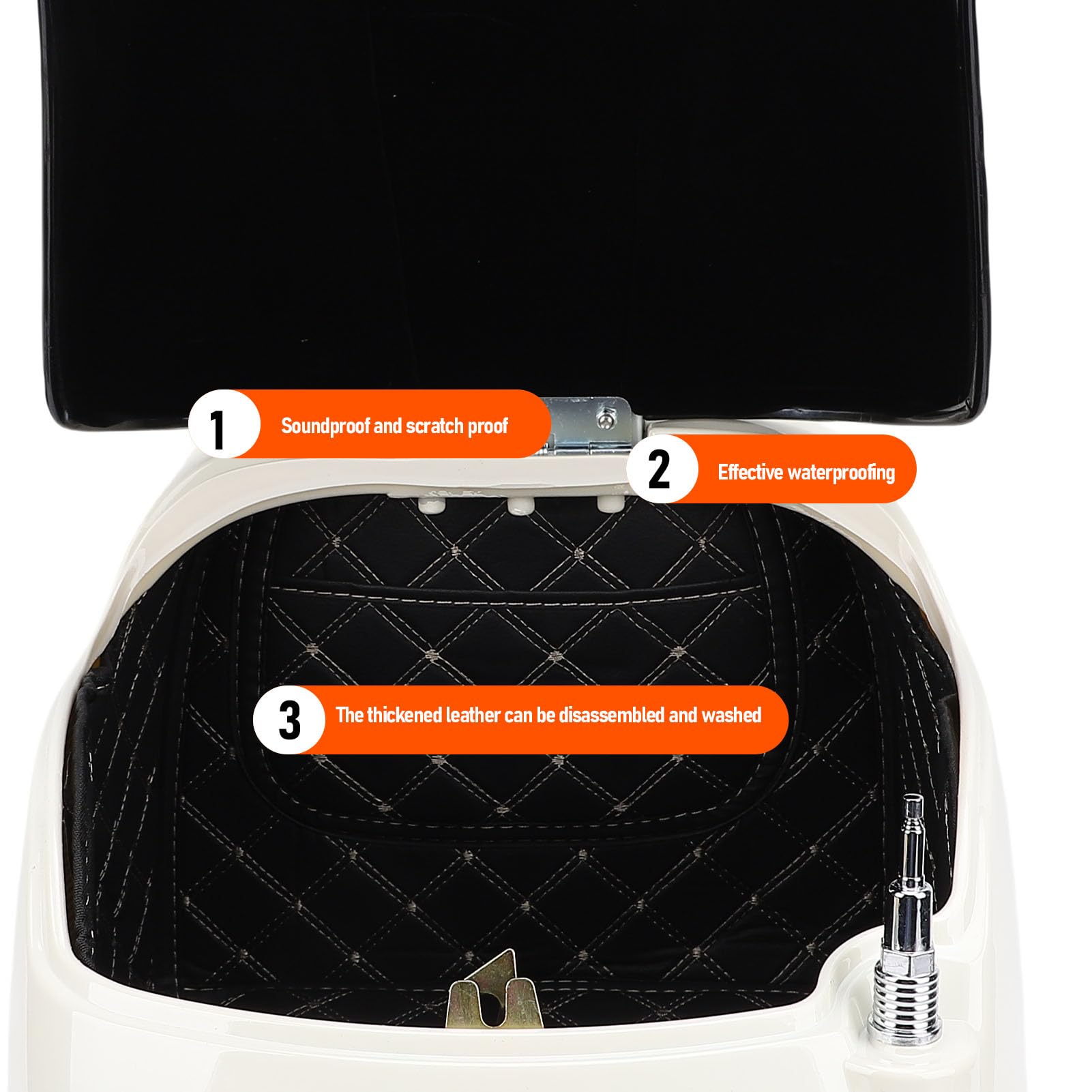 Valise Arrière Moto 38L Retro Top Case (Blanc + Noir)