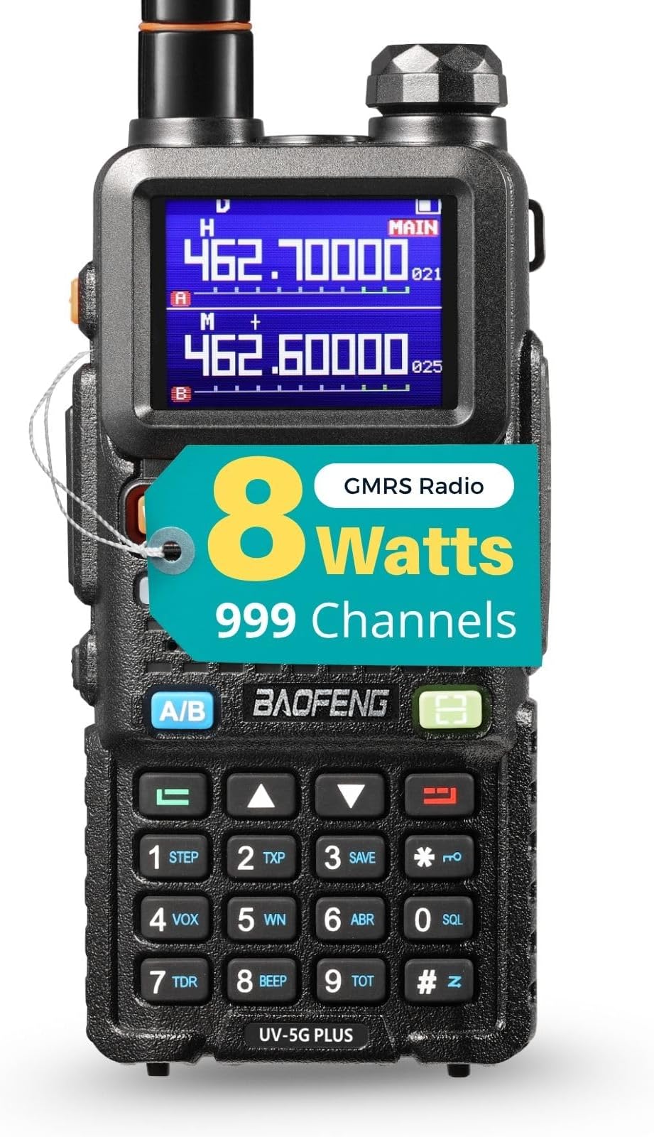 [Chirp Compatible] BAOFENG UV-5G Plus GMRS Handheld Radio, Long Rang Two Way Radio for Adult, 999 Channels, NOAA Receiver & Scanner, with 2500mAh Battery USB-C Port, 1 Pack