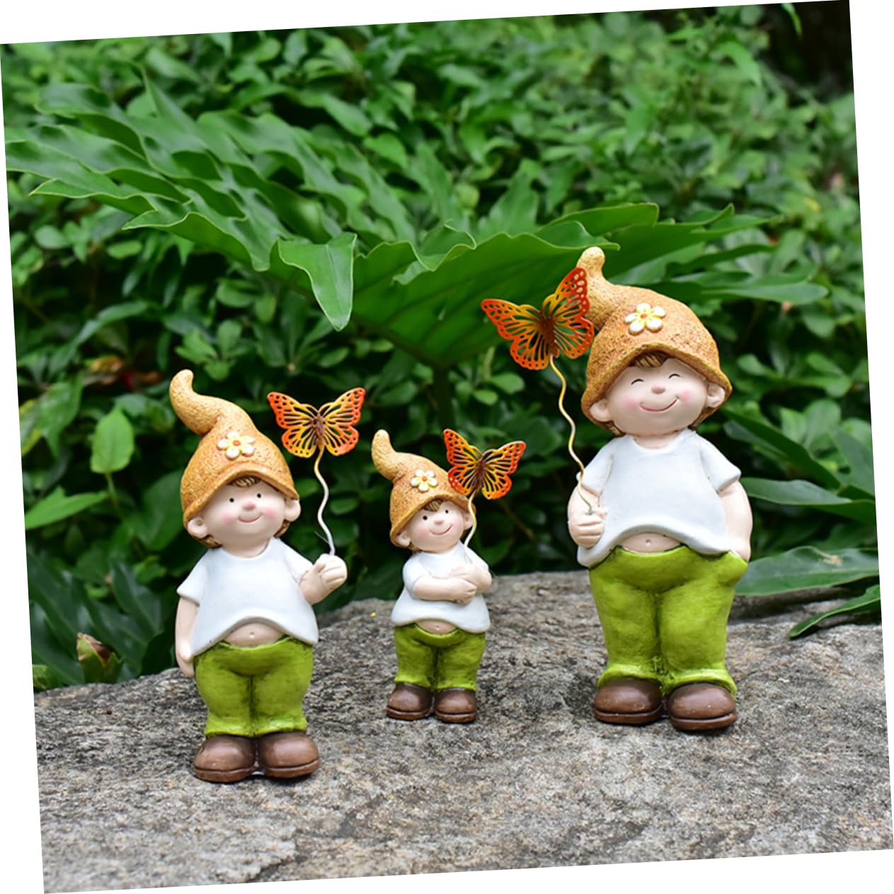 3kawałki Ceramiczna Figuryna Gnomów Urocze Ozdoby Ogrodowe Do Dekoracji Patio Trawnika i Podwórka Trwałe Ceramika z Wspaniałym Rzemiosłem