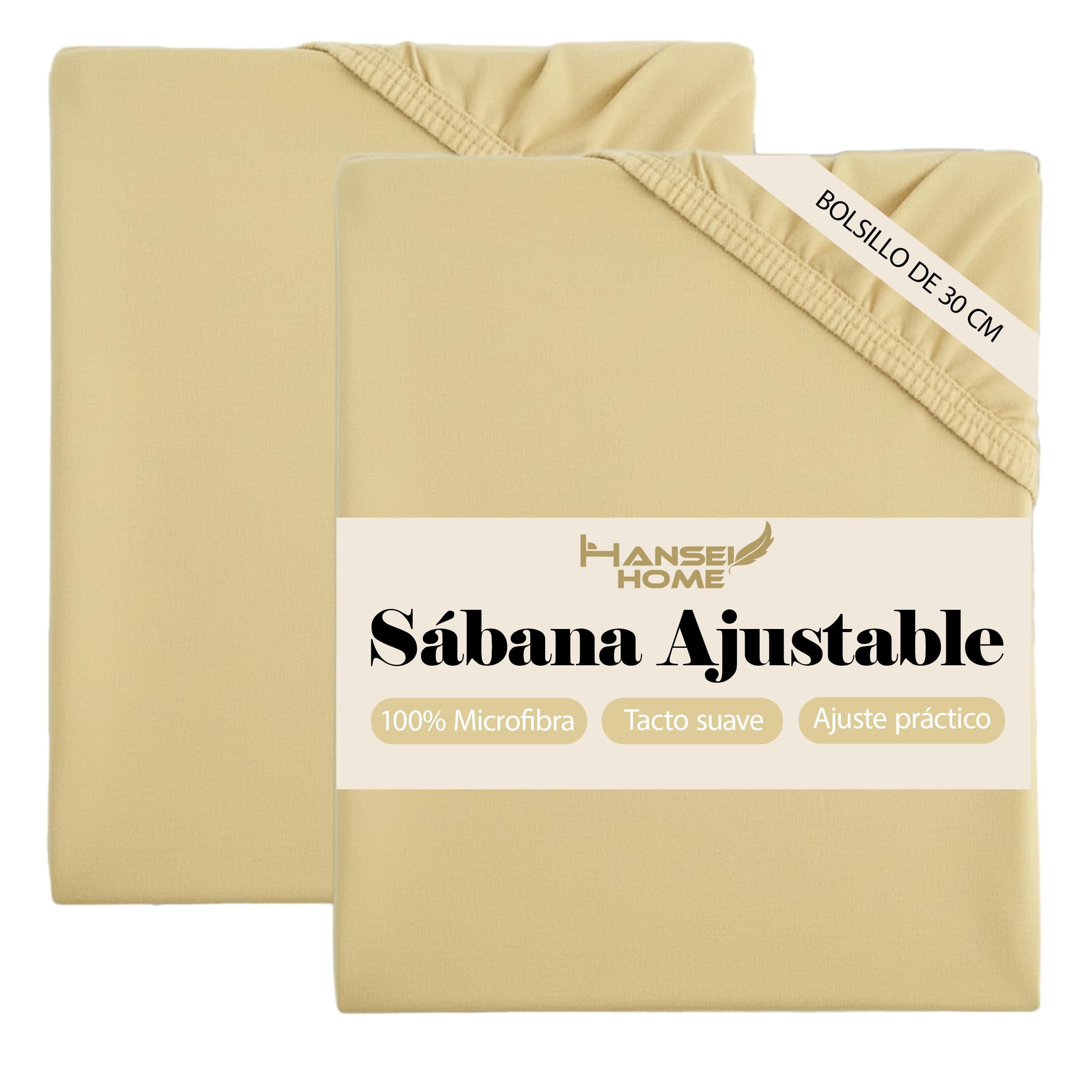 H HANSEL HOME Sábana Bajera Ajustable, Microfibra Transpirable y Suave, Altura 30 cm, Elástico 360° - Sábana Bajera 180x190/200cm – Blanco — view 9