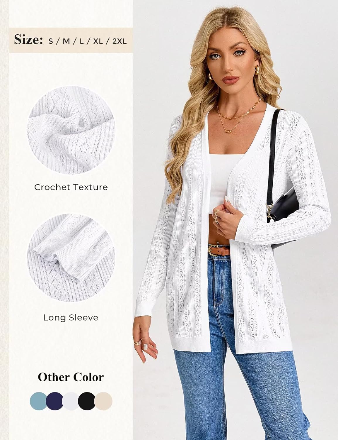 GRACE KARIN Long Cardigans for Women Lightweight, Open Front Cardigan Trendy 2026, Crochet Casual Spring Vacation Outfits - Image 5