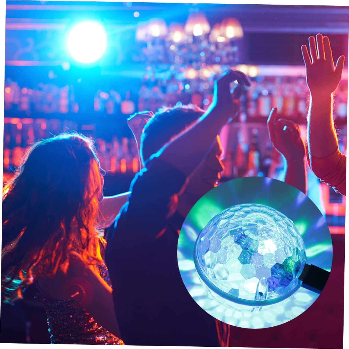 Gadpiparty USB Wiederaufladbares Discolicht Kleiner Disco Ball Licht aus Kunststoff Tragbar und Musikgesteuert für Tanz und Geburtstagsfeiern