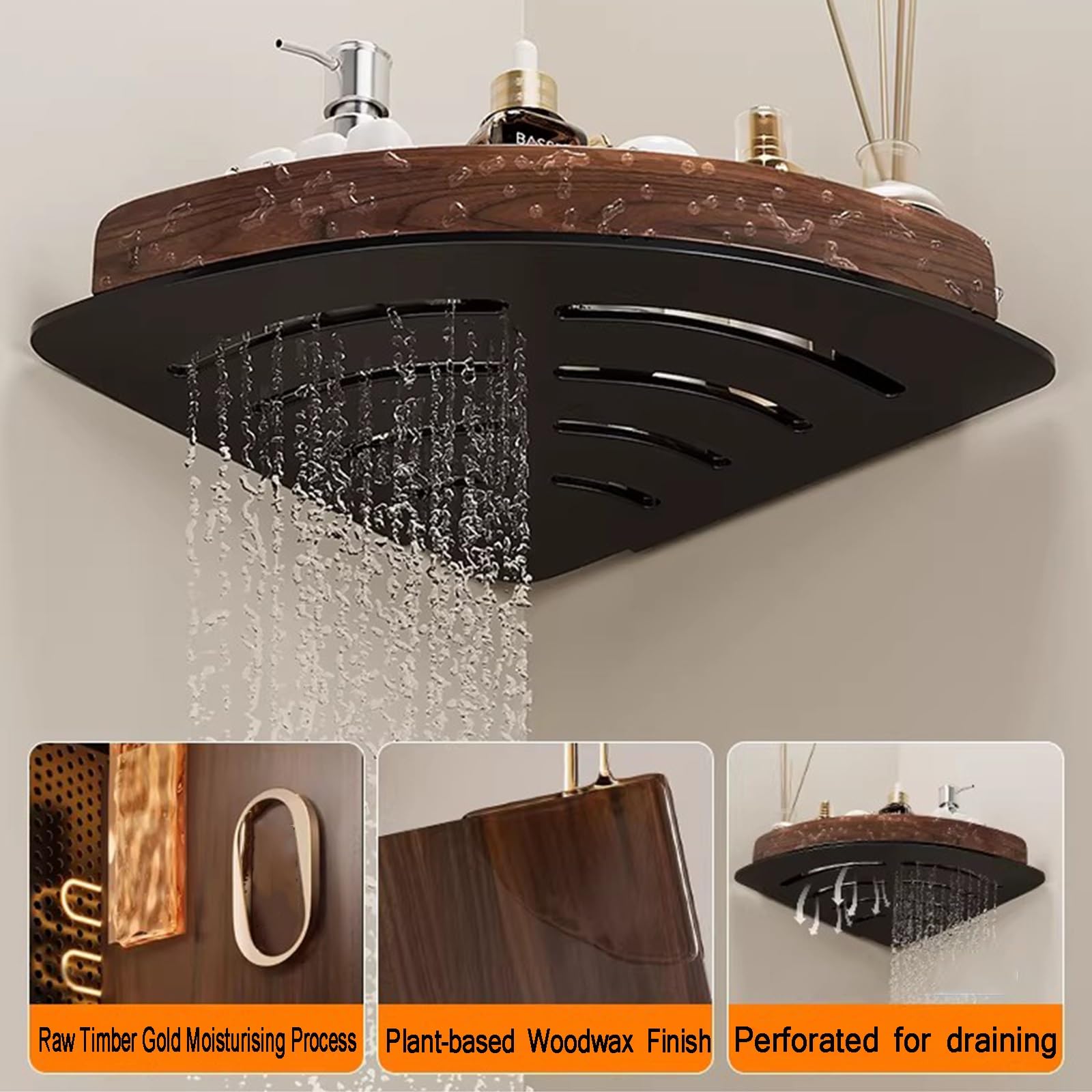 Estante Ducha Esquina Rinconera, Estante ducha sin taladrar, Organizador Baño Acero Inoxidable, para ducha, cocina, baño(30.5 * 3 * 3)