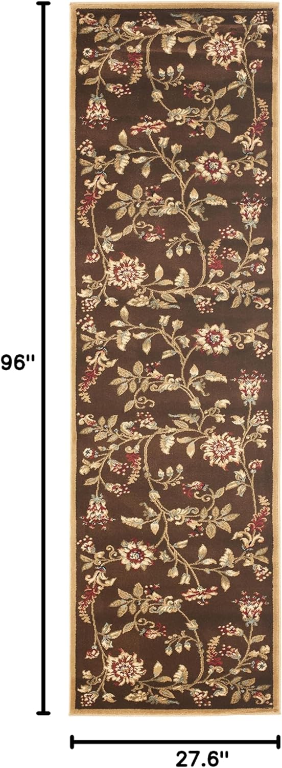 safavieh lyndhurst collection runner rug - 2'3" x 8', brown & multi, traditional floral design, non-shedding & easy care, ideal for high traffic areas in living room, bedroom (lnh552-2591) runner brown/multi 2'3" x 8' (runner)