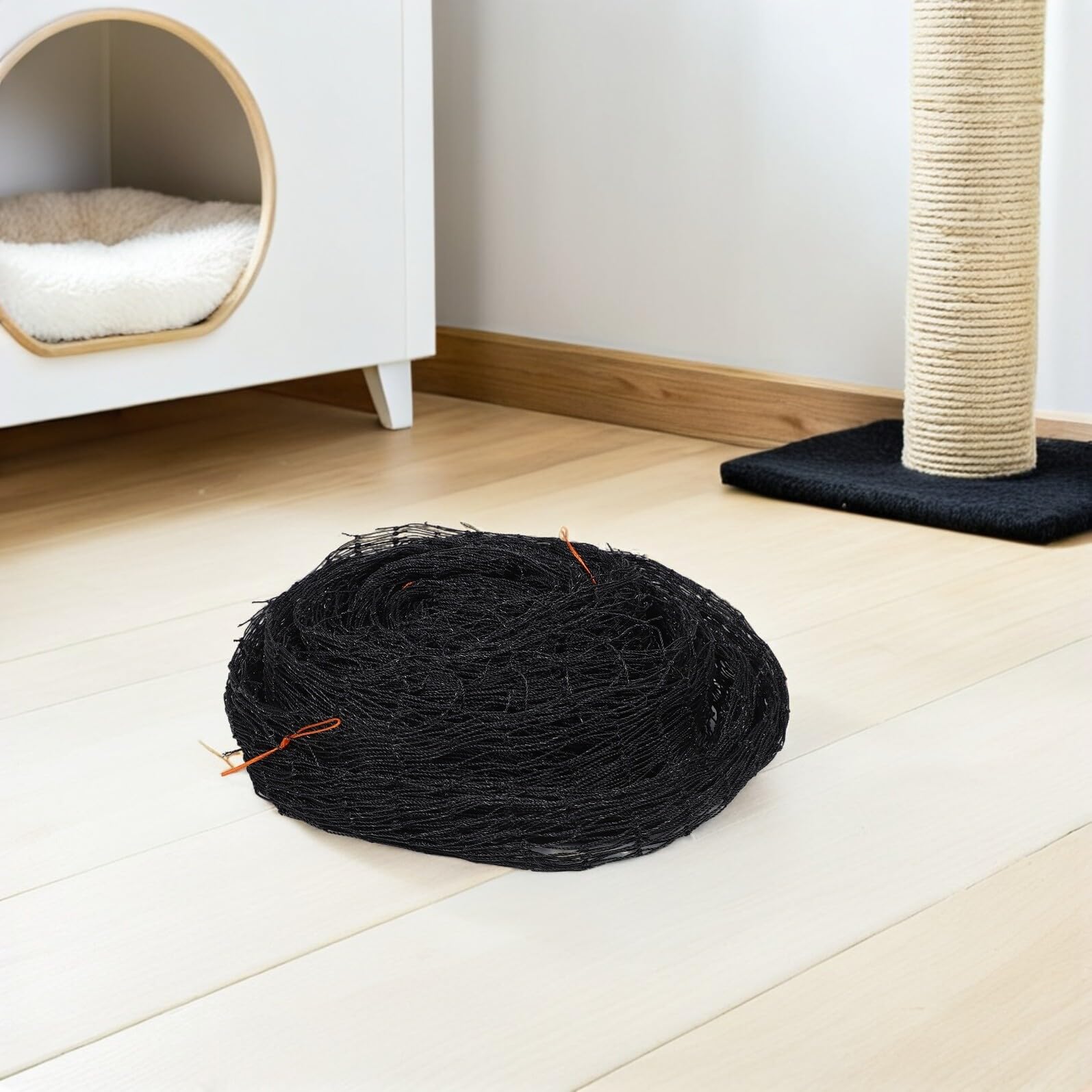 HEMOTON Rete di Sicurezza per Gatti per Balcone Anti-Caduta Nera | Pe e Filo D’acciaio, Installazione Versatile, per Scale e Patio, 9, 8x13, 1