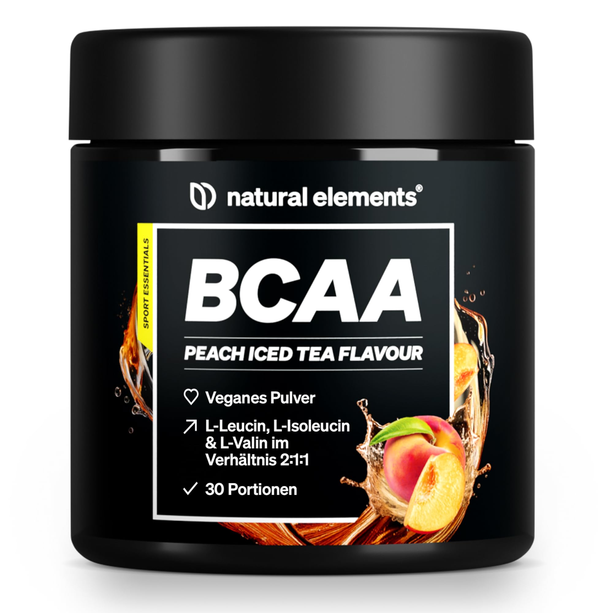 BCAA Pulver – Geschmack: Pfirsich Eistee – 30 Portionen (300g) – Leucin, Isoleucin & Valin im 2:1:1 Verhältnis – kalorienarm, fett- & zuckerfrei* – ohne Acesulfam K – in Deutschland entwickelt