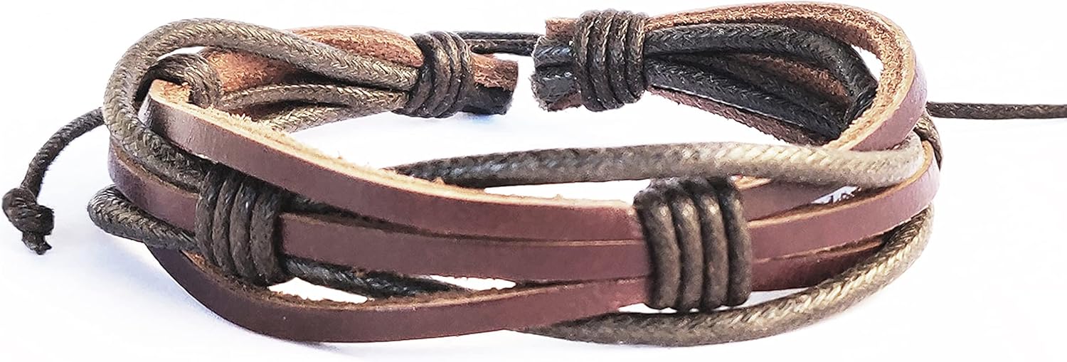 Mens Leather Bracelet Braided Brown Rustic Gift For Dad Fathers Day Cuff Wrist Band Rope Bracelet for Guys - Image 8