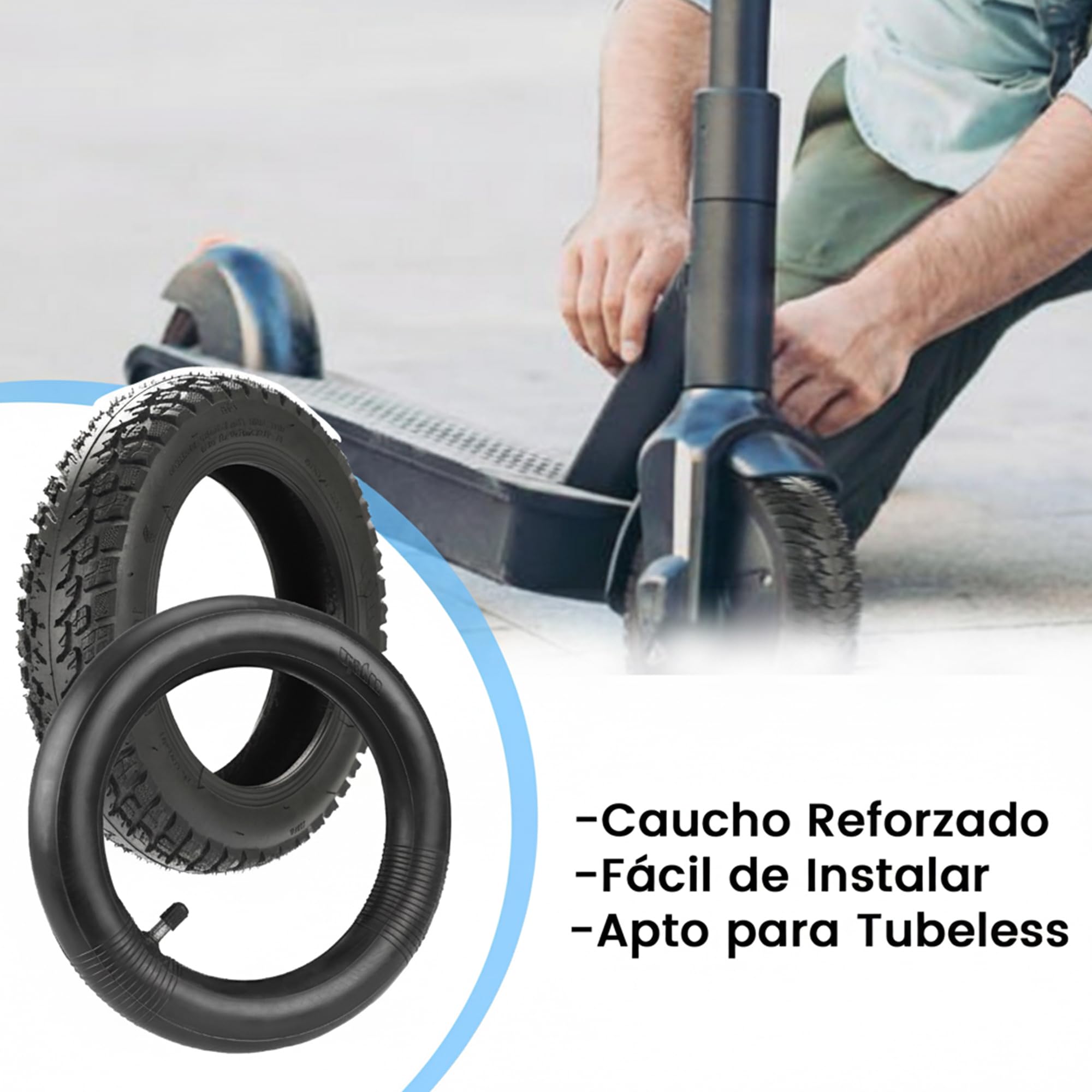 Roue 2.50-4 AC13850-Dioche Pneu De Gonflage L'ensemble De Chambre à Air De Pneu Extérieur De 10 Pouces Gonfler Electrique