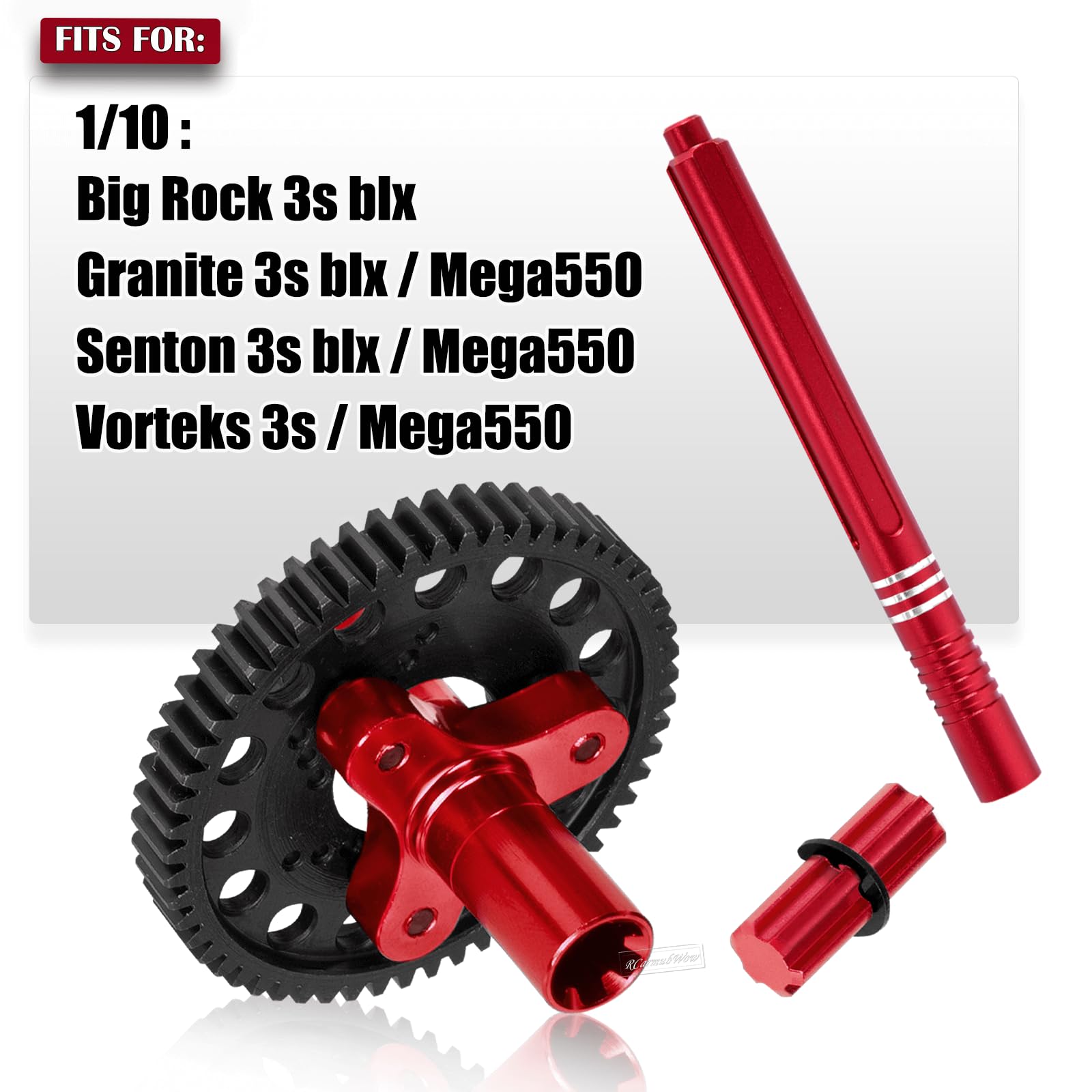 RCarmubWow 32P 57T Slipper & Center CVD Upgrades Part for 1/10 Arrm a Big Rock 3S BLX,Granite Senton Vorteks 3S BLX &550,Center Driveshafts & Steel RC Gear w/ 3.175mm 15T 16T 17T Pinions,Red