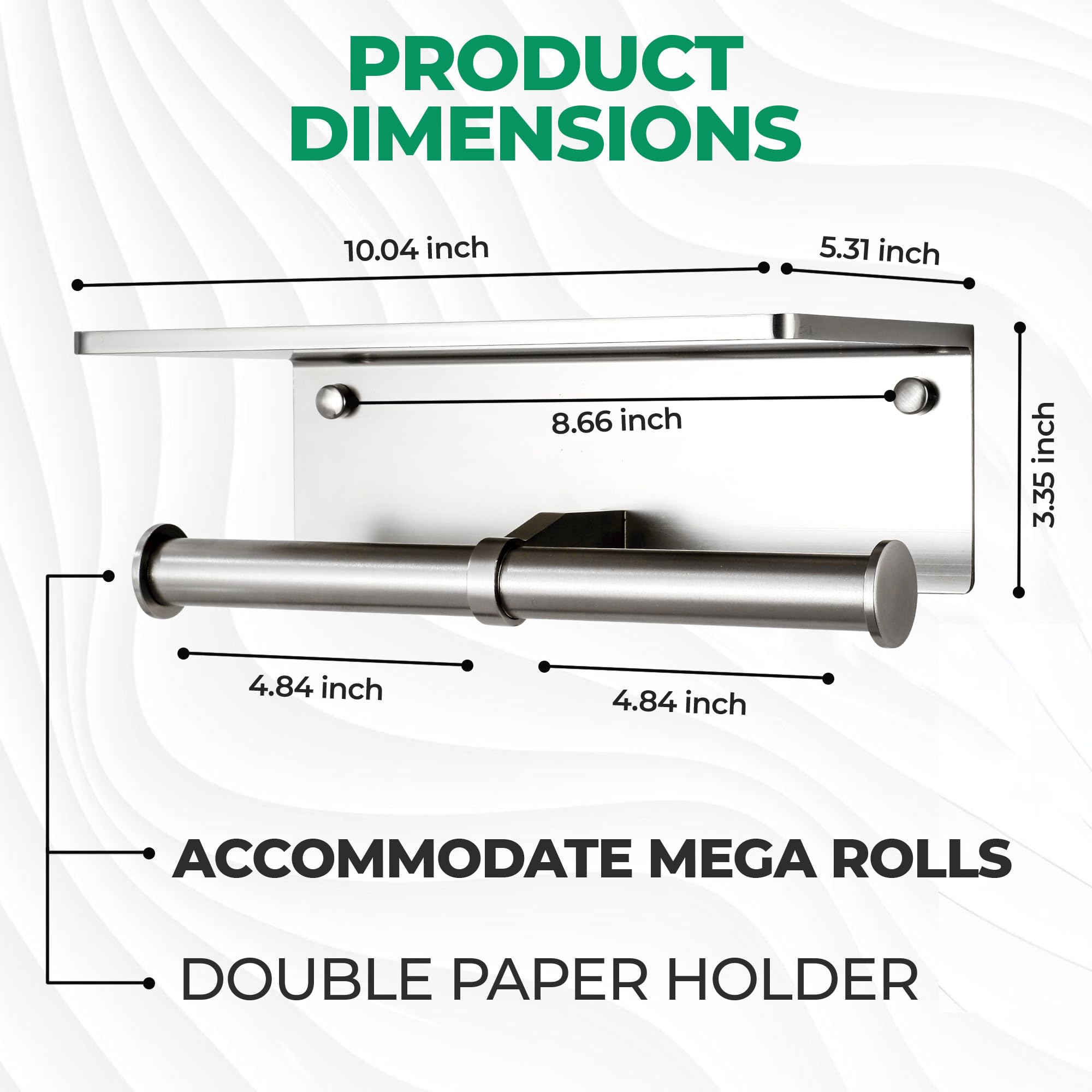 Toilet Paper Holder with Phone Shelf - Aluminum Double Roll Tissue Holder — Amazon image 5