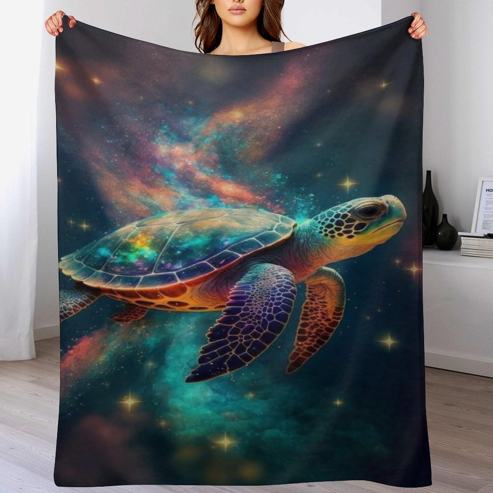 Couverture polaire tortue de mer en flanelle douce de 150x200 cm pour un canapé ou lit chaud
