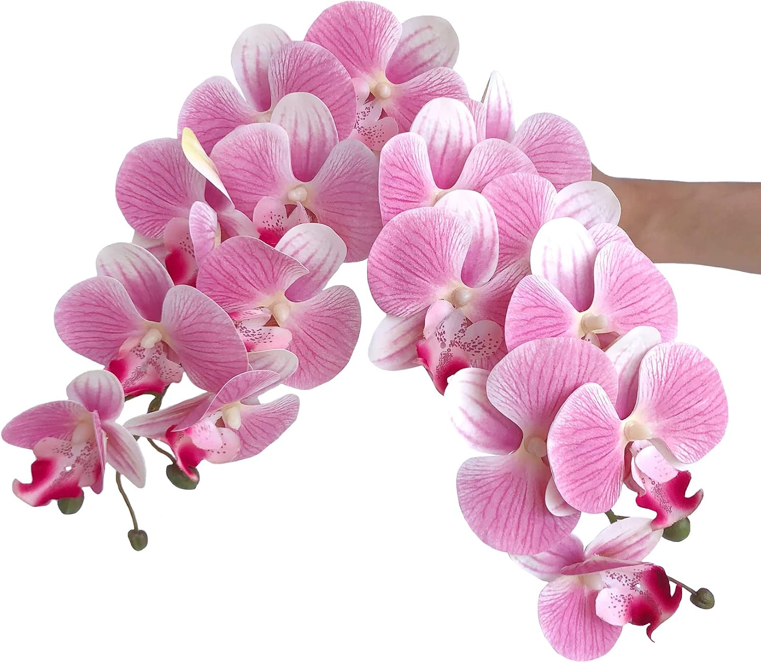 FagusHome 人工胡蝶蘭の花 6個セット 4束の葉 人工蘭の花 茎植物 室内装飾用 (ピンク)
