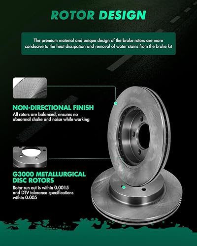 Miniatura 94 de SCITOO Juego de 2 frenos de freno ranurados traseros para Chrysler Town & Country, 08-16 para Dodge Grand Caravan, 09-13 para Dodge Journey, 12-15