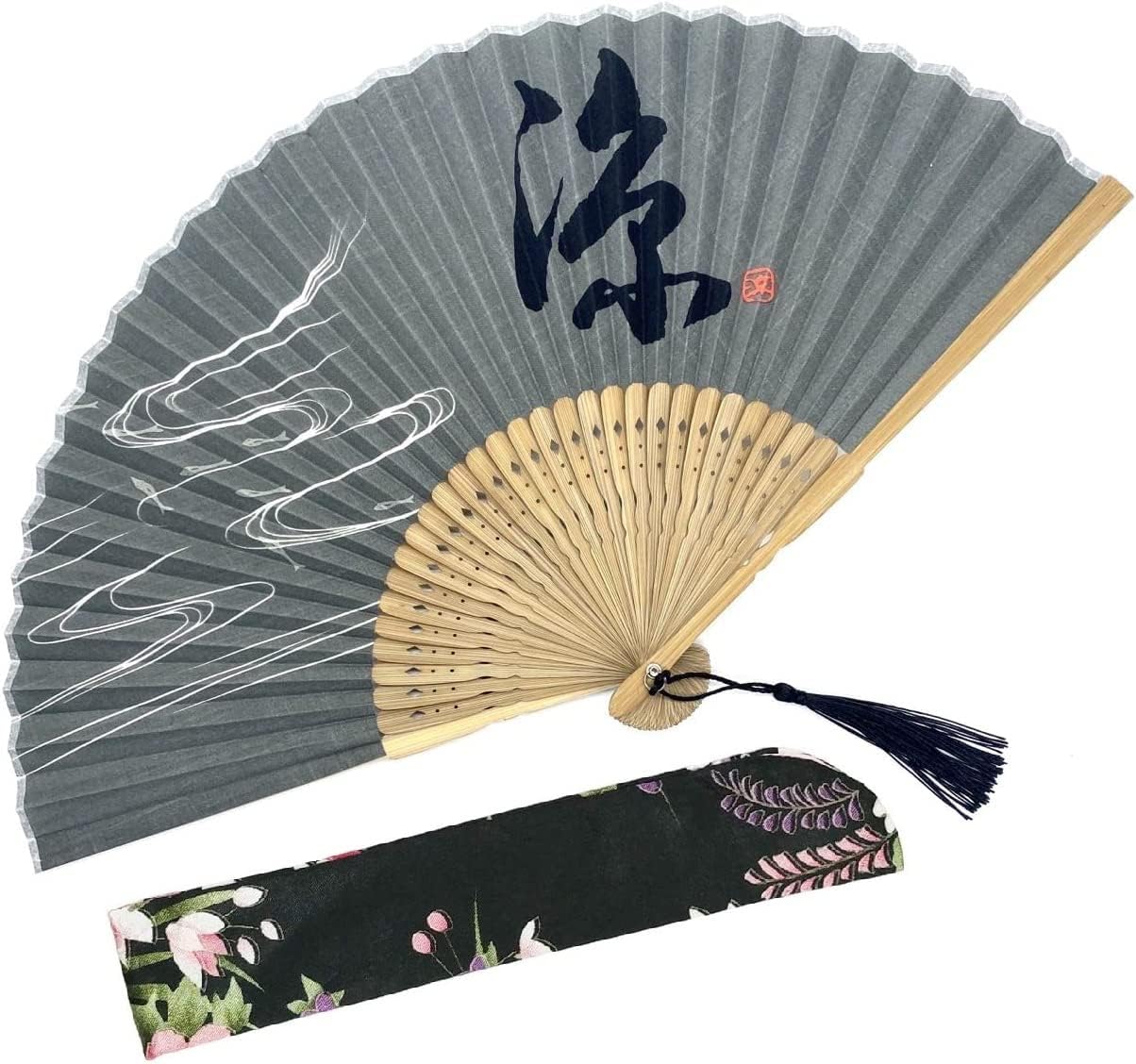 8.27"(21cm) Folding Hand Held Fan - with a Fabric Sleeve Protection For Gifts - Japanese Vintage Retro Style