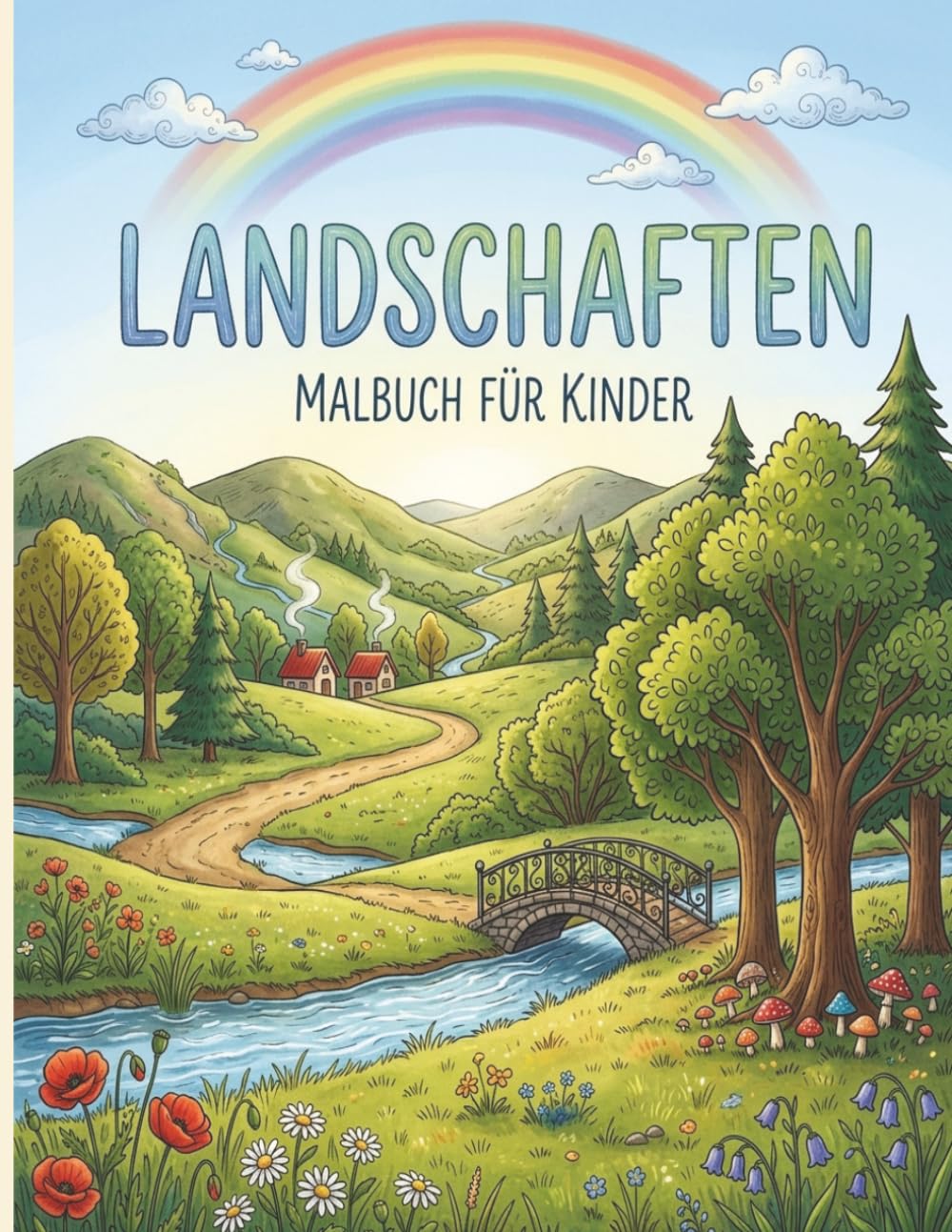 landschaften malbuch für kinder: 28 einfache, wunderschöne und bezaubernde Malvorlagen mit Städten, Bergen, Palmen, ländlichen Motiven und ... atemberaubende Landschaften und Natur