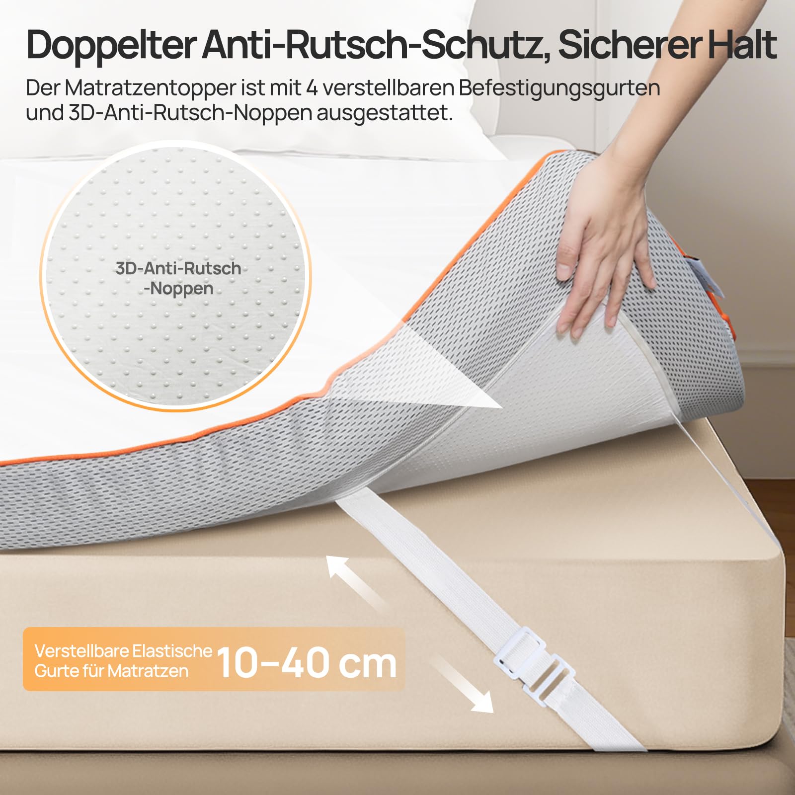 MULISOFT Topper 180x200cm H3/H4, Extra Dicker 7,5 cm Gel Memory Schaum, Matratzentopper Waschbar & Atmungsaktiv, Matratzen Topper für Boxspringbett, Schlafsofa & Wohnwagen, Oeko-TEX® Standard 100