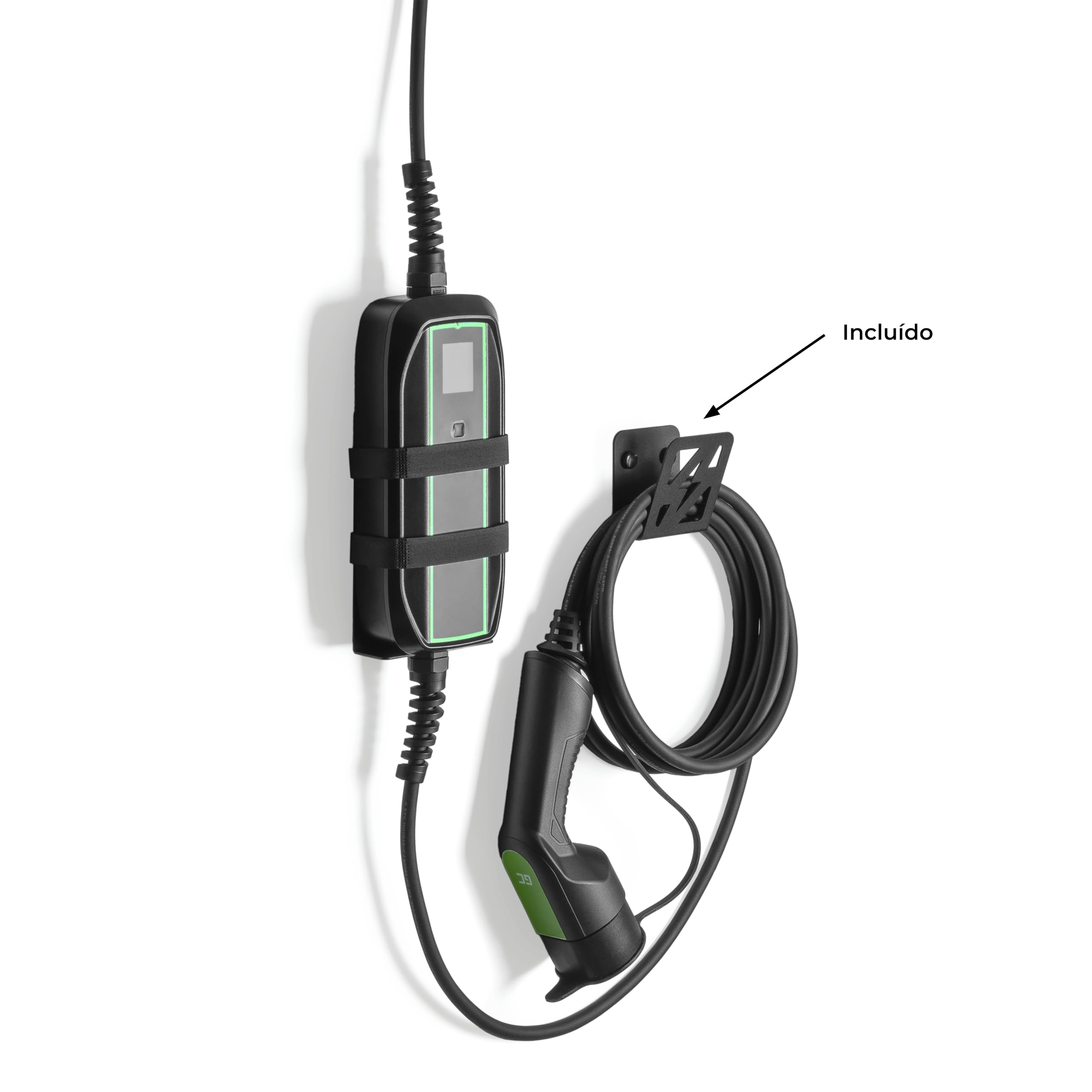 Stazione di ricarica per auto elettrica, 100% acciaio, prodotta nell'Unione europea, 17 x 10 cm, supporto per ricarica auto elettrica (1, stazione di ricarica + supporto per cavi EV)