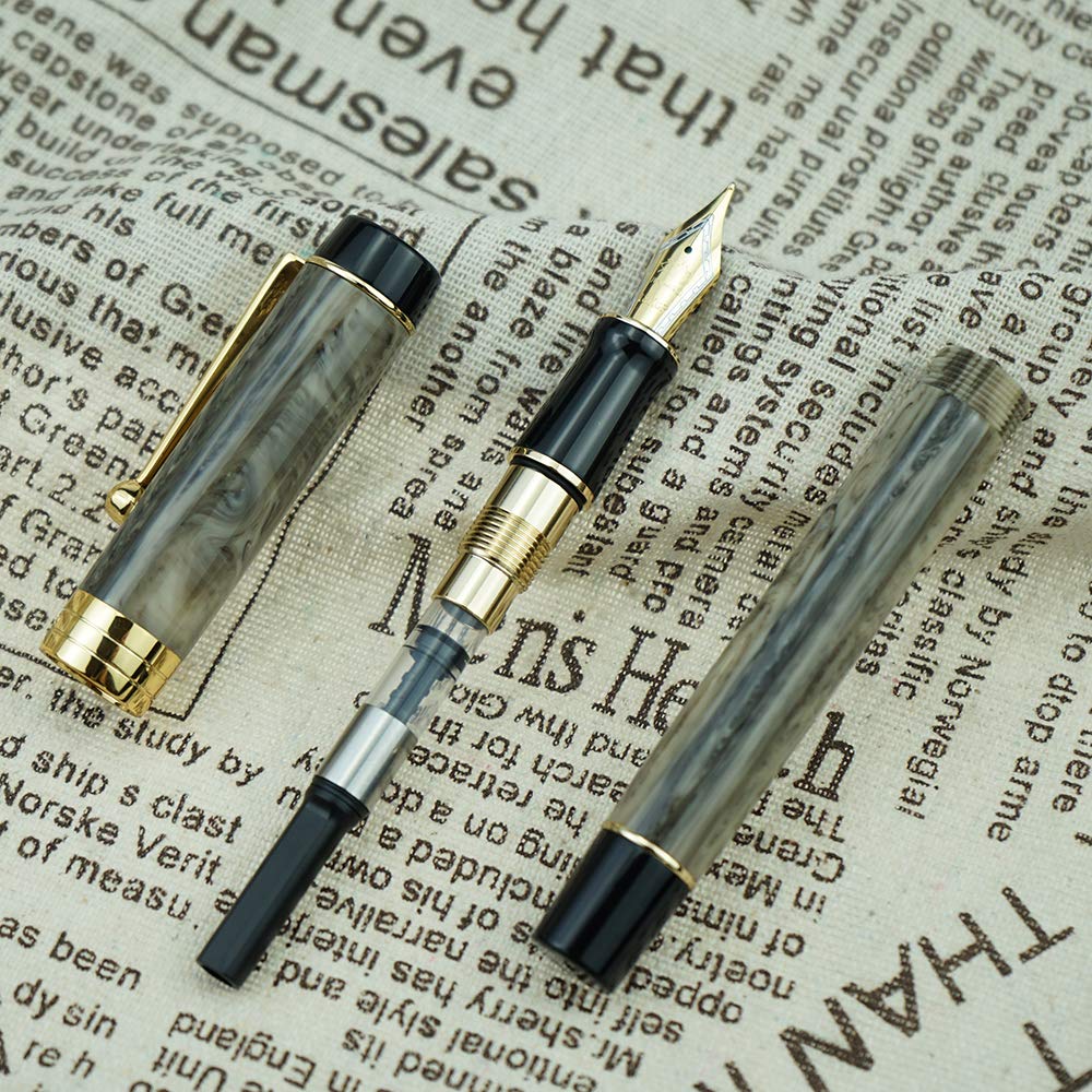 Jinhao 100-serie vulpen, extra fijne penpunt rode kleur hars vat gouden rand met pennenetui set Jinhao 100-serie vulpen, extra fijne penpunt rode kleur hars vat gouden rand met pennenetui set