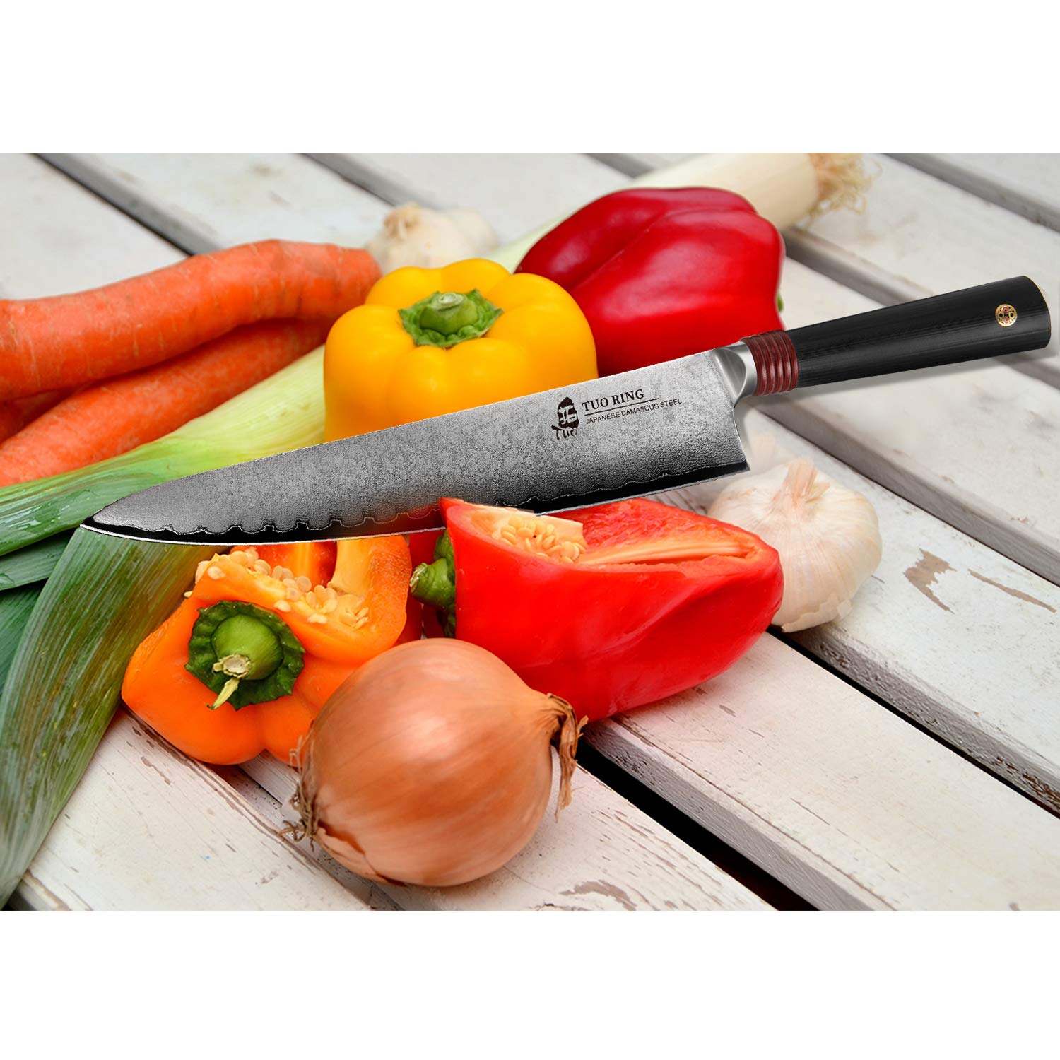 TUO Damascus Chefs Knives 9.5 inch Japanese Kitchen Chef's Knife with