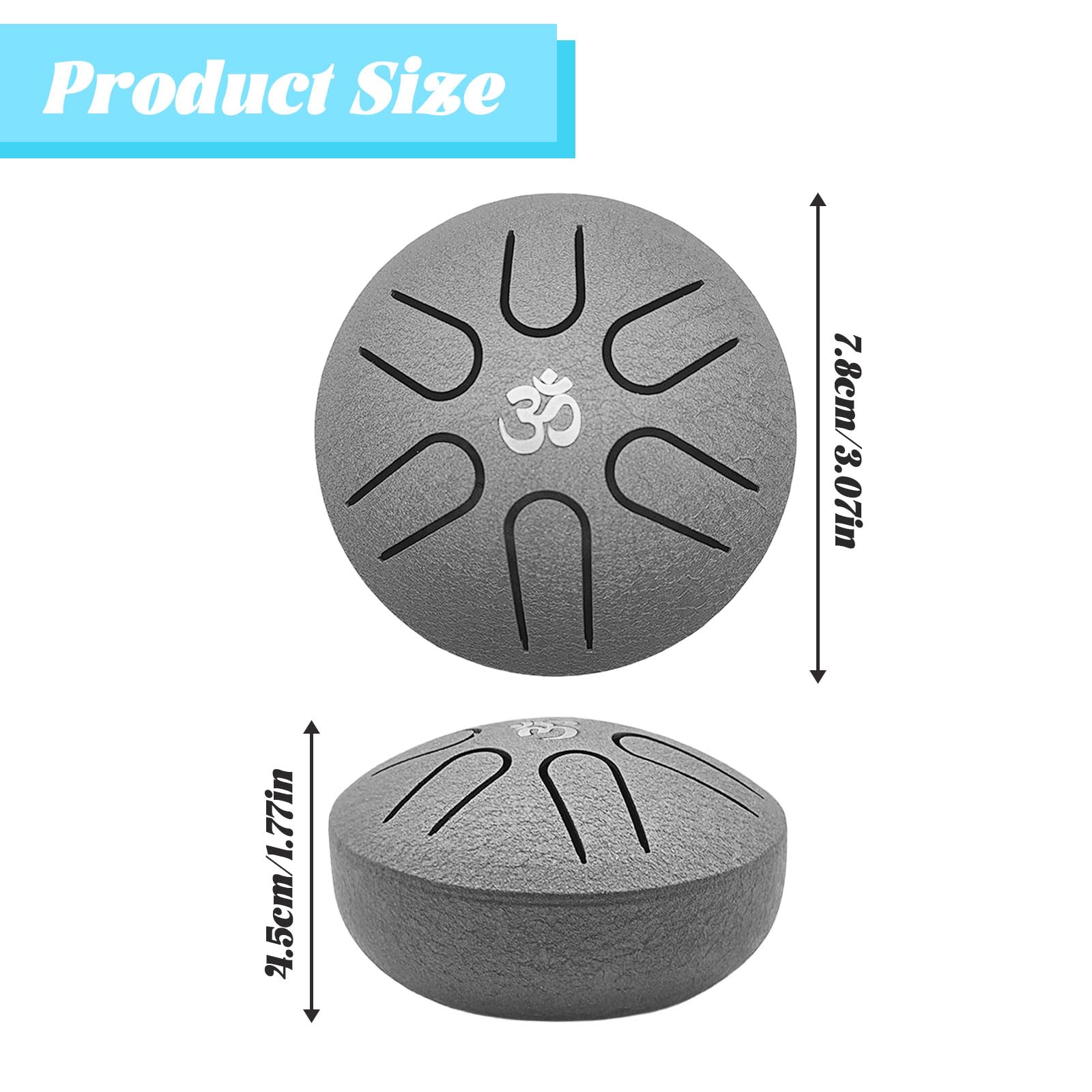 Tambour à Langue D'acier Handpan 6 Pouces Steel Tongue Drums à 8 Tons Avec Baguettes, Sac