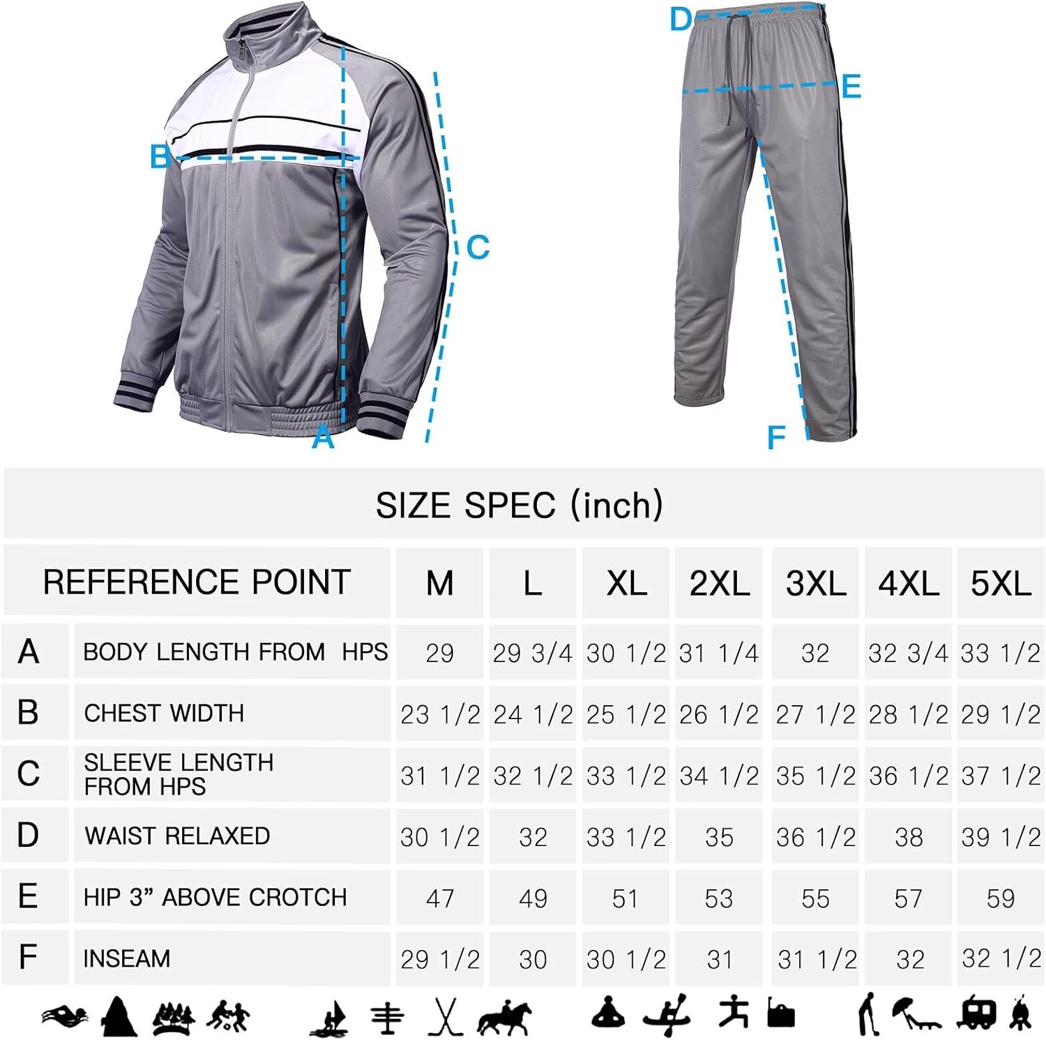 Mens Tracksuit set Classic Striped jogger sweat suit outfit 2 pieces for big tall men outdoor activewear