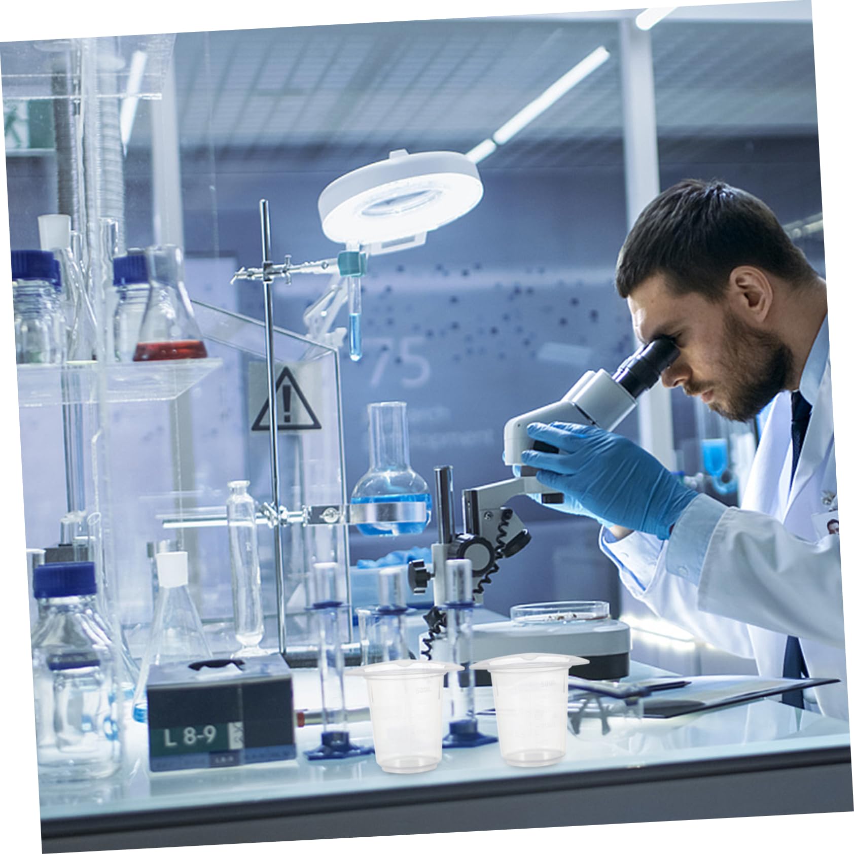 Cabilock 20pcs Plastic Beaker Graduated Paint Mixing Cups Laboratory Supplies Cylinder Beaker Mixing Containers Measure Cup Graduated Cylinders and Beakers Measuring Cups re-usable