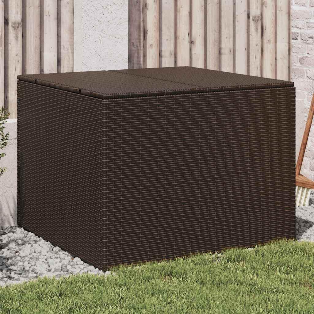 IKAYAA Litre PolyRattan Outdoor Storage Box Grand patio Deck Box Outdoor Garden Storage Box Cushion Box Storage Containers for Tools Pool Accessory Pillows-brown-80 x 75 x 59 cm