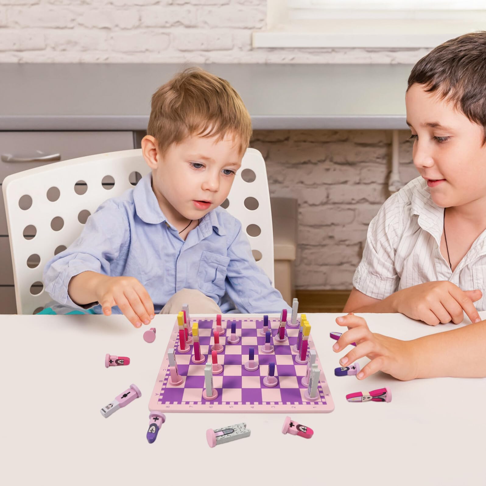 Set da Viaggio Scacchi in Legno Pieghevole Porpora | Giocattoli per Scacchi, Educativo per Bambini e Adulti, Finitura Accurata e Superficie Liscia